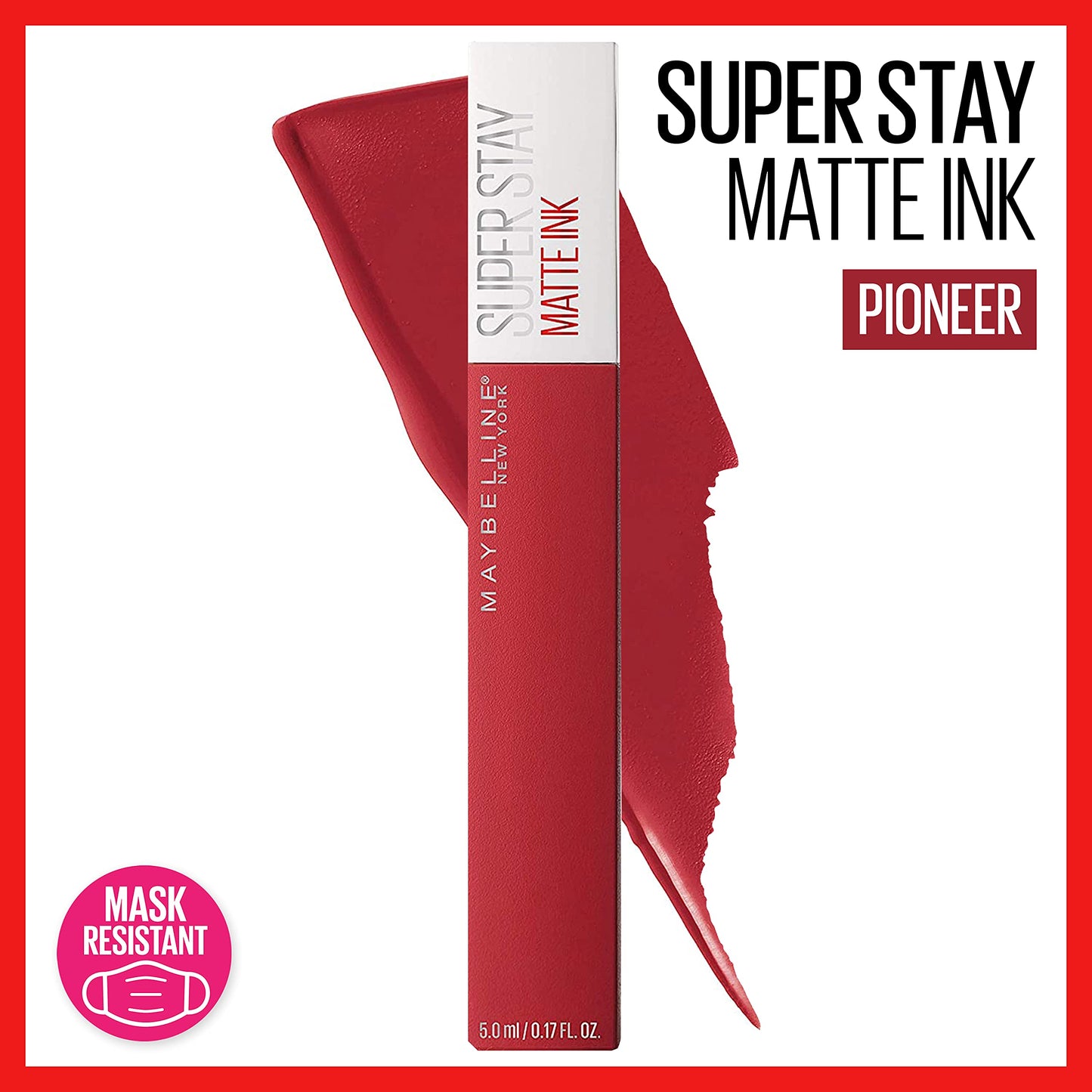 Maybelline Super Stay Matte Ink Liquid Lipstick Makeup, Long Lasting High Impact Color, Up to 16H Wear, Pioneer, Blue Red, 1 Count