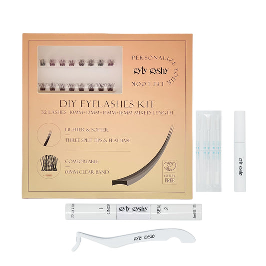 EYLY EYSHY DIY Lash Extension Kit With 32 Clusters Natural Look Professional Individual At Home Wispy False Eyelash eyelash extensions kit For Beginner Lightweight lashes Bond Seal Gift For Women