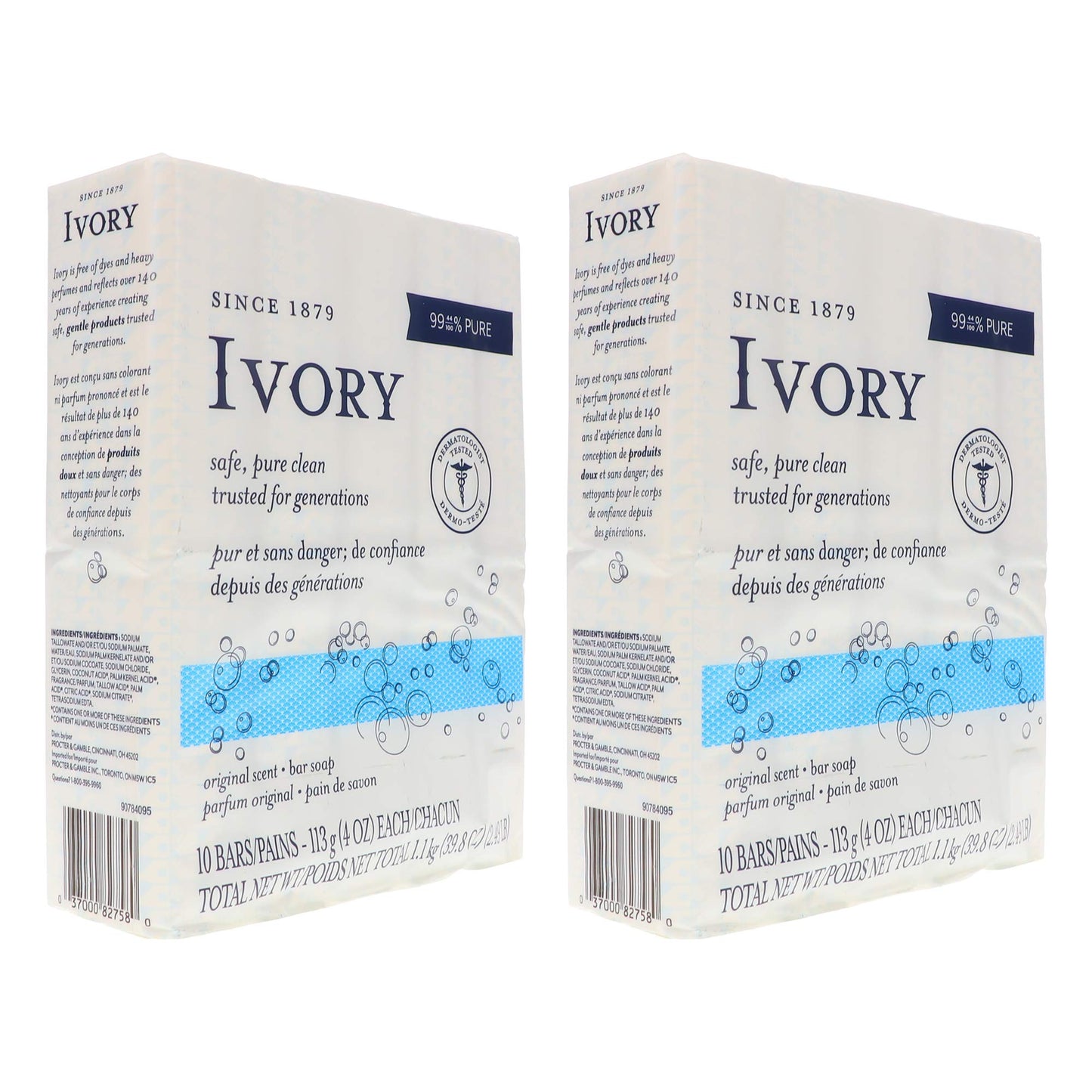 Ivory Original 10-Count: Bath Size Bars (4 Oz), 38.8 Ounce (Pack of 2)