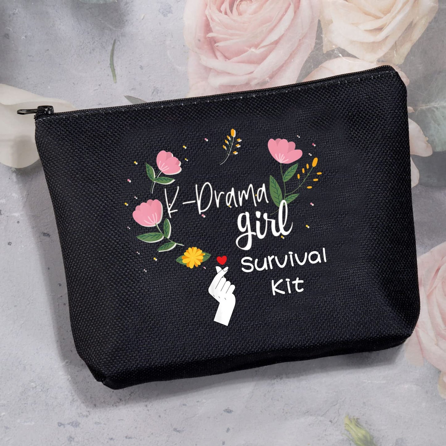 MEIKIUP K-Drama Mama Cosmetic Bag K-pop Merchandise Korean Drama Gift Korean Drama Fan Gift For Women(K-Drama Bag black)