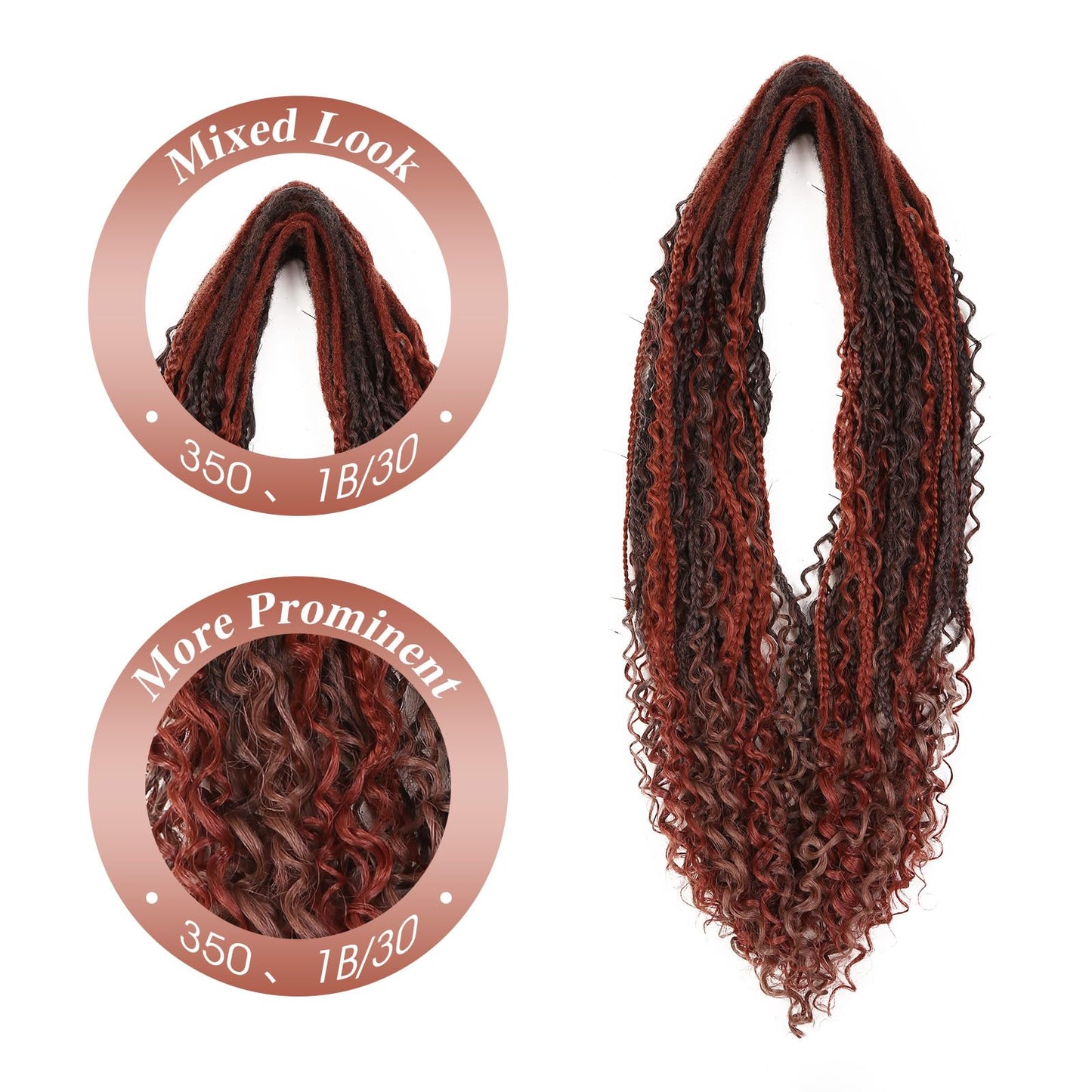 HANNE Double Ended Dreadlock Extensions Soft Boho Box Braids 24 Inch Crochet Synthetic Dreadlock Extensions with Curly End Dreads Extensions for Women Brown to Honey Brown (10 Strands/Pack MT1/30)