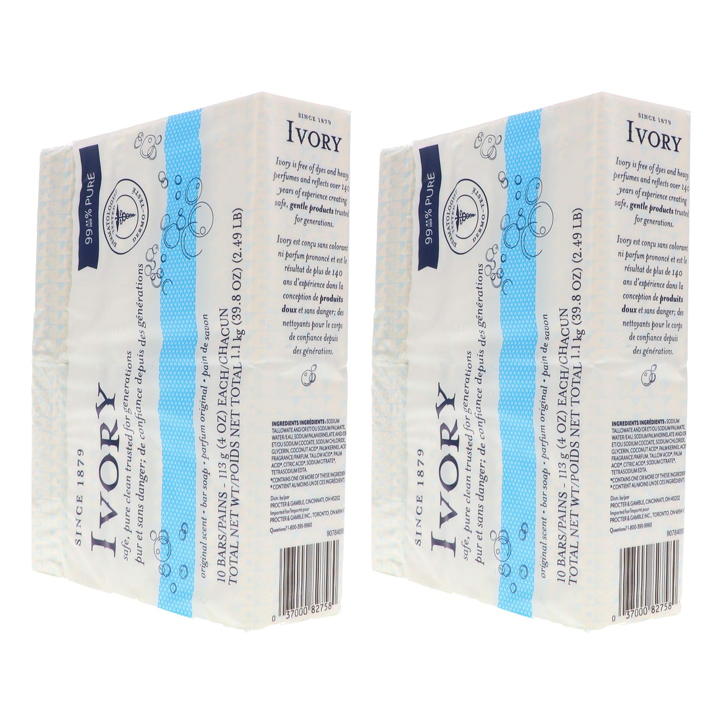 Ivory Original 10-Count: Bath Size Bars (4 Oz), 38.8 Ounce (Pack of 2)