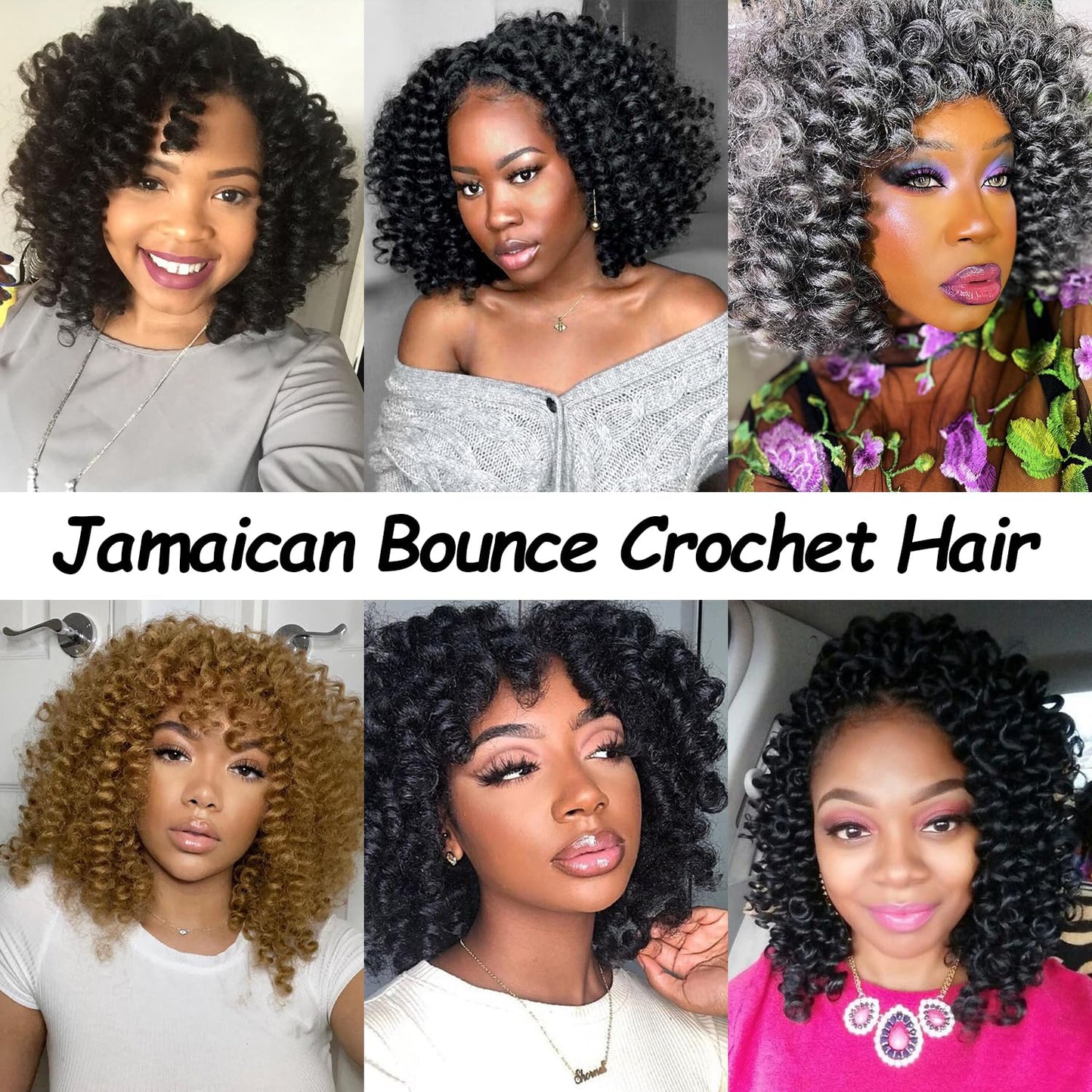 8 Inch Jamaican Bounce Crochet Hair 22 Strands Jumpy Wand Curl Crochet Hair 4 Packs Curly Crochet Hair for Black Women (8 Inch 4 Packs, 4)