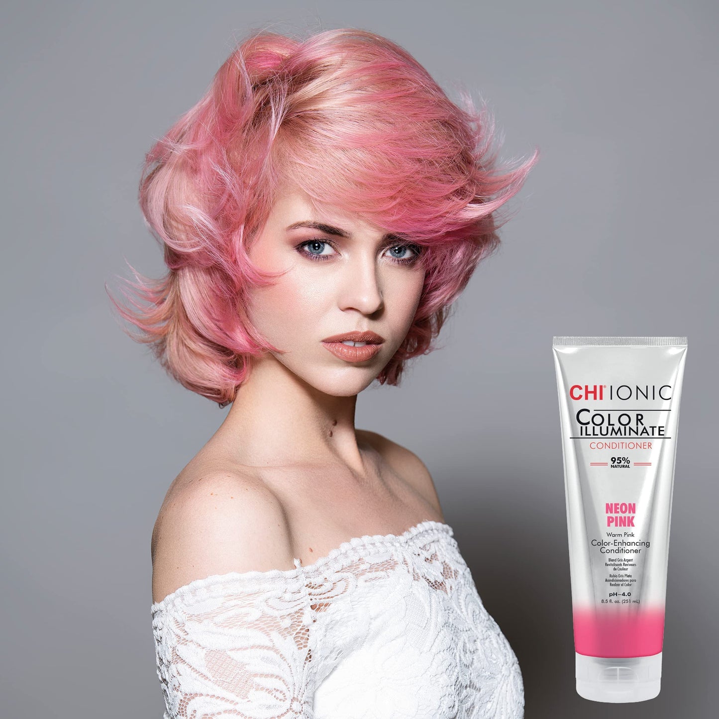 CHI Color Illuminate Conditioner, Helps Maintain Fresh Color In Natural & Color-Treated Hair, Sulfate, Paraben, & Cruelty-Free, Neon Pink, 8.5 Oz