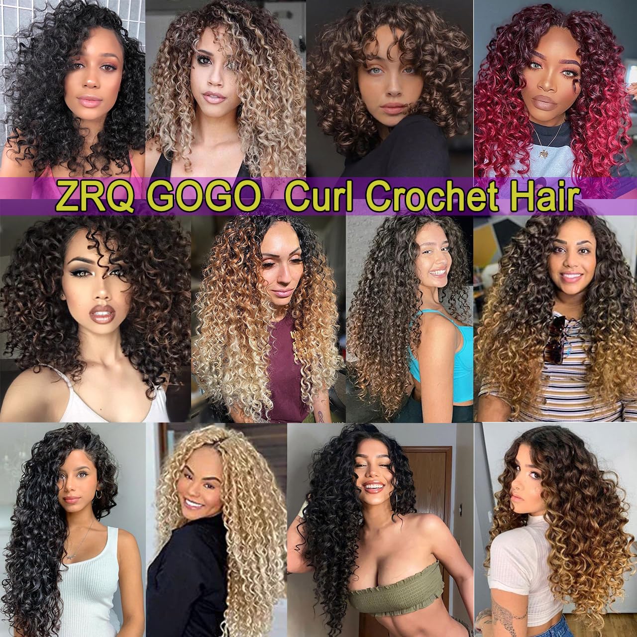 ZRQ GoGo Curl Crochet Hair 18 Inch Water Wave Curly Crochet Hair for Women,8 Packs Ocean Wave Crochet Hair Synthetic Deep Wave Beach Curl Crochet Hair Extensions (18 inch 1B)