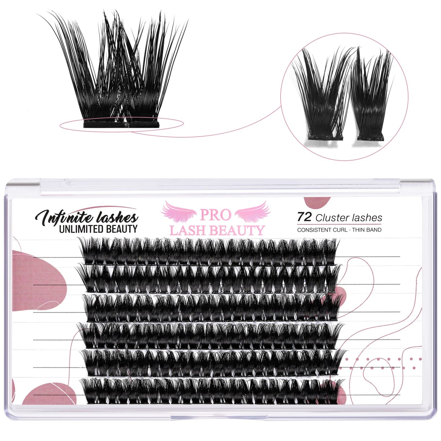 Cluster Lashes 72 Pcs Lash Clusters DIY Eyelash Extension Individual Cluster Eyelashes Blush Style Self-Application Fluffy Super Thin Band Reusable Soft & Comfortable(Blush-D-16mm)