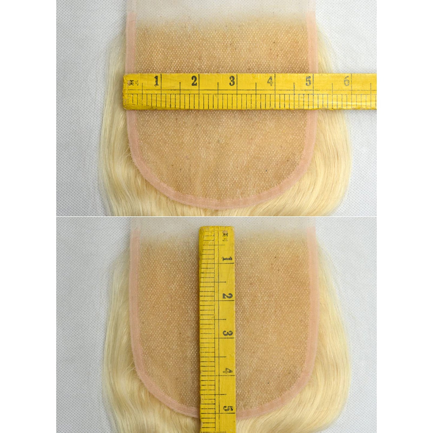 BLUPLE 613 Blonde 5x5 Lace Closure Body Wave Brazilian Virgin Human Hair Free Part with Baby Hair Bleached Knots Pre Plucked Natural Hairline 16 Inch