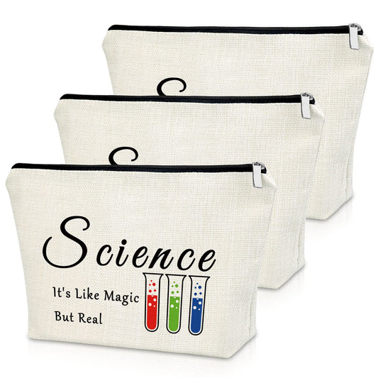 Sazuwu 3PCS Science Gifts Makeup Bag Teacher Appreciation Gifts for Women Science Student Graduation Gifts Scientist Lovers Cosmetic Bag Chemistry Science Gift Birthday Christmas Gifts