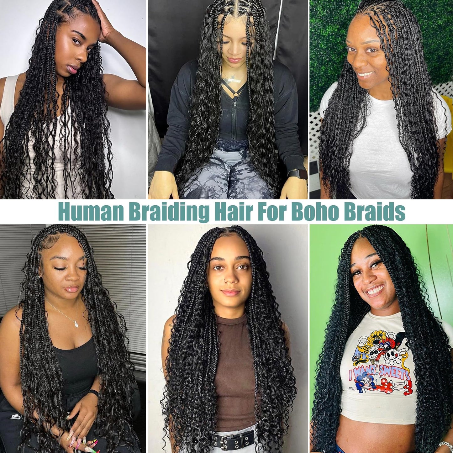 Human Braiding Hair For Boho Braids 22Inch Deep Wave Bulk Human Hair for Braiding No Weft 100g 2 Bundles Human Hair Braiding Hair Brazilian Virgin Human Hair Extensions Wet and Wavy