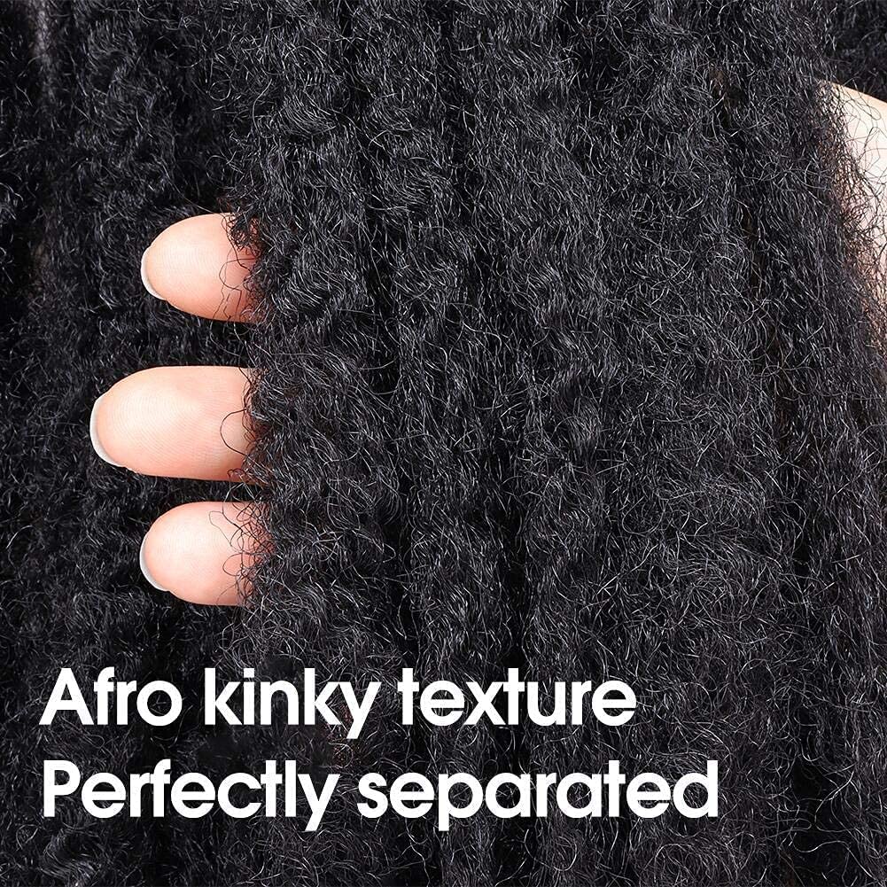 ToyoTress Marley Hair Crochet Braids - 26 Inch 6 Packs Natural Black Super Long, Afro Kinky Curly Marley Twist Braids Synthetic Twist Crochet Braiding Hair Extensions (26 Inch, 1B-6P)