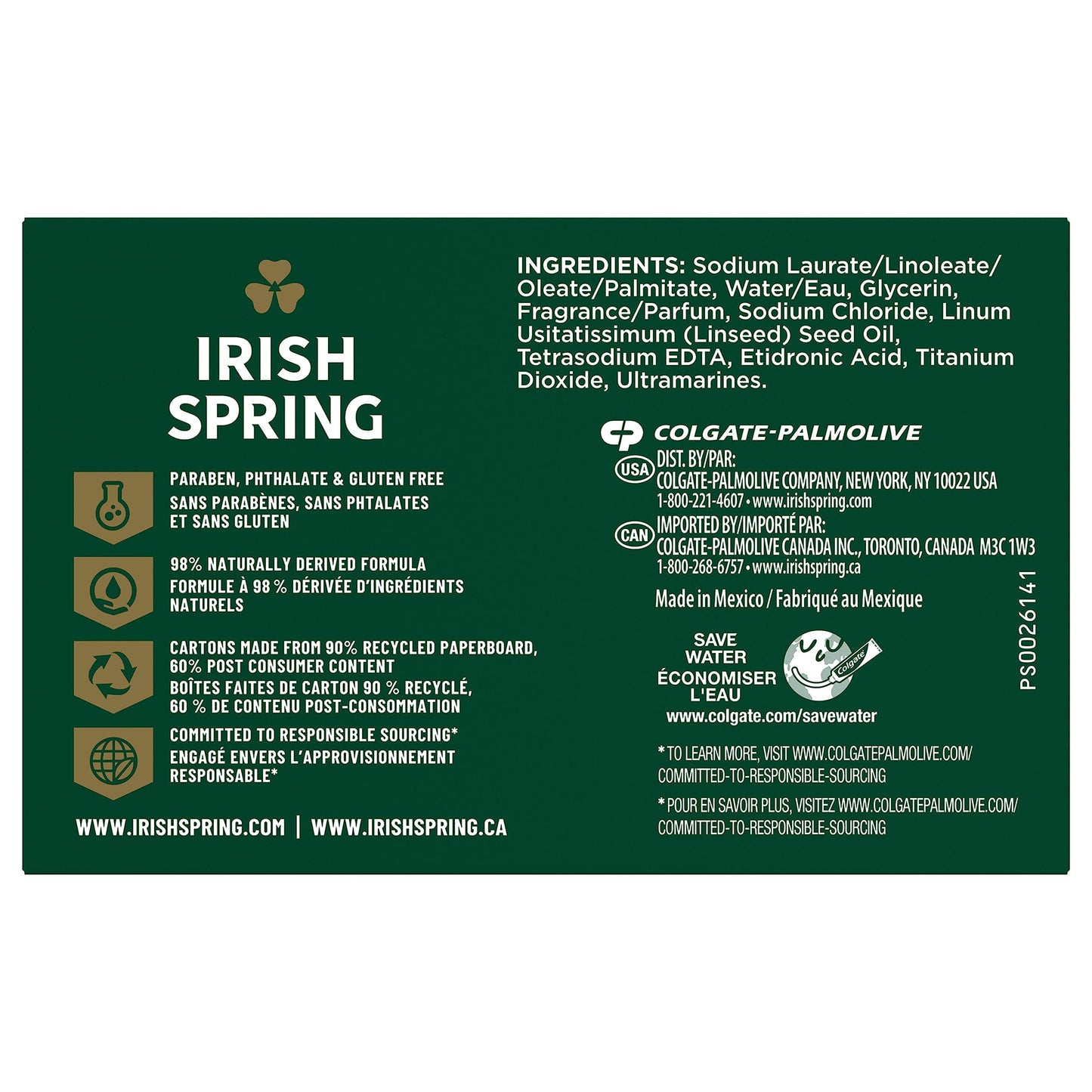 Irish Spring Icy Blast Bar Soap for Men, Mens Soap, Smell Fresh and Clean 12 Hours, Men Bars Washing Hands Body, Mild Skin, Recyclable Carton, 24 Pack, 3.7 Oz