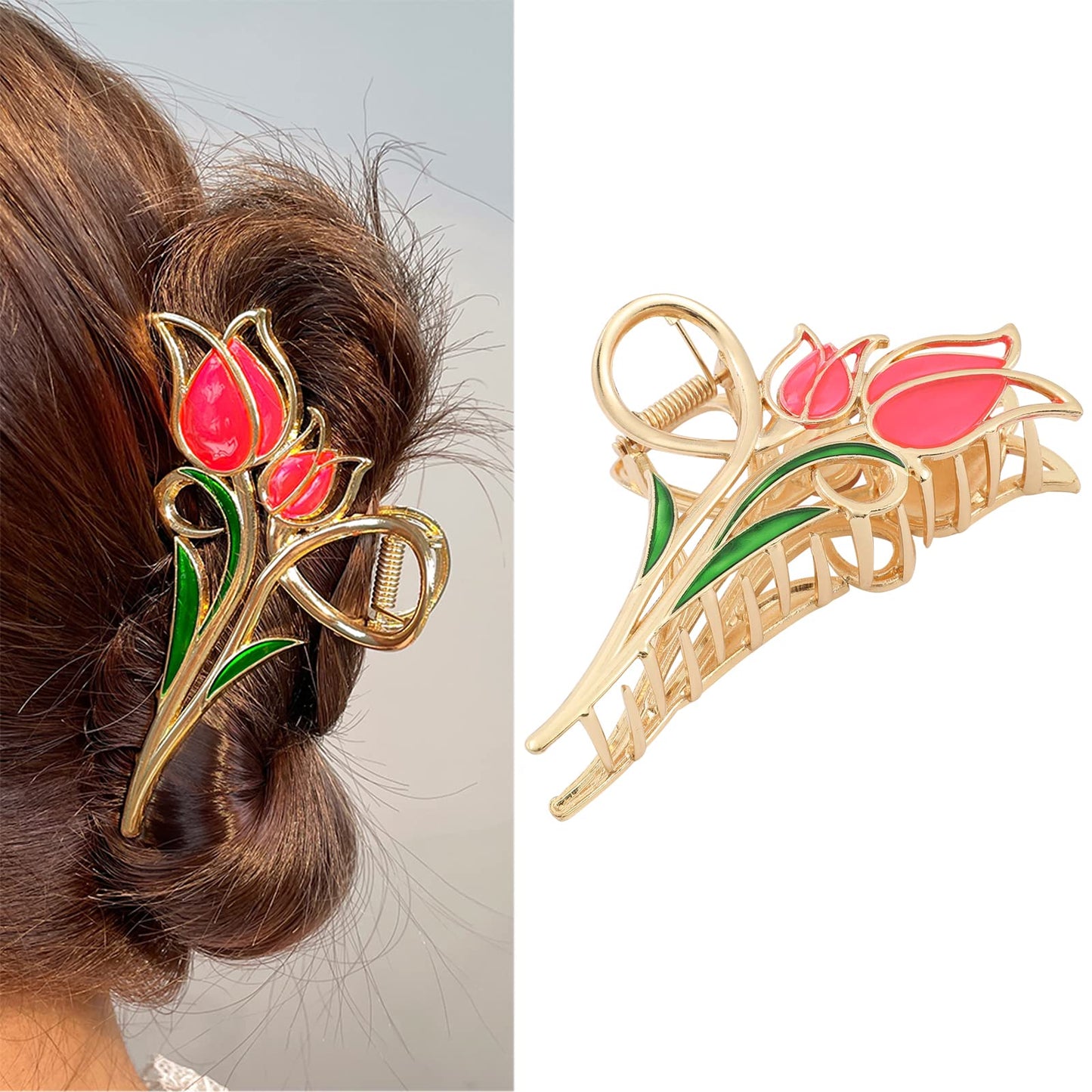 Eddie Munson Flower Leaf Hair Claw Clips Set for Women Girls-Butterfly Metal Large Hairpin Claw Clips-Hair Accessories for Thin Hair Thick Hair Long Hair Short Hair for Girls Women (D)