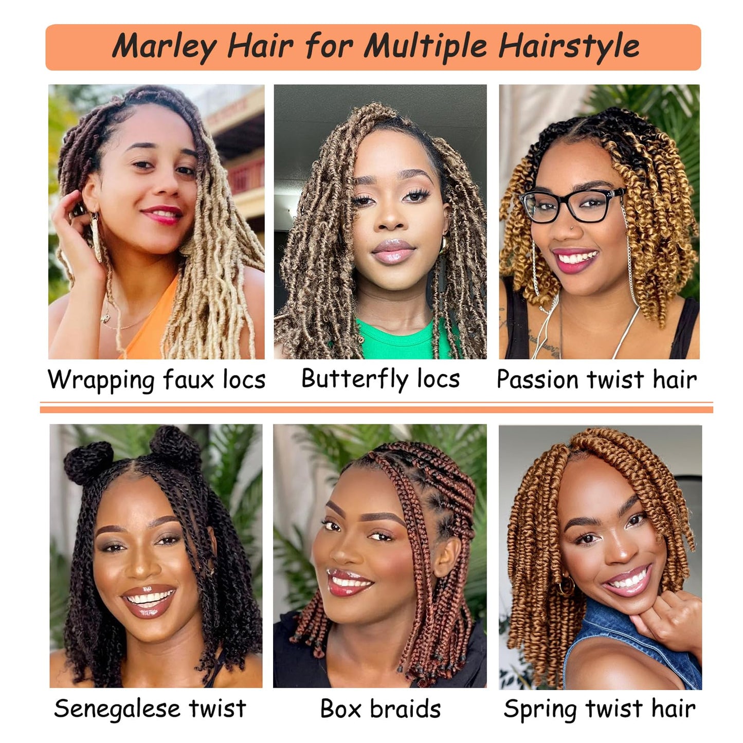 Marley Twist Braiding Hair 10INCH, Pre-Separated Springy Afro Twist Hair Kinky Twist Crochet Hair Braids for Distressed Soft Locs Spring Twist Hair for Women (Natural Black, 10 Inch(Pack of 3))