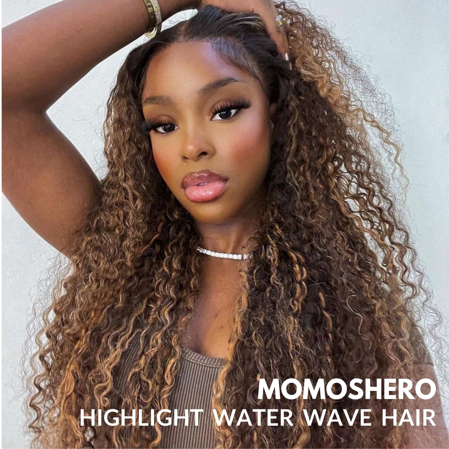 Water Wave Human Hair Bundles Ombre Honey Blonde Curly Bundles, Glossy & Shed-free P4/27 Highlighted Wet And Wavy Human Hair Bundles Weave Brown Piano Color 10A 100% Virgin Hair Single Bundle 18 Inch