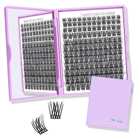 Lash Clusters Natural Flat Cluster Lashes 144 PCS B&Qaugen Eyelash Clusters Zero-Touch 10mm BM06 D Curl Cluster Eyelash Extensions Double Tips Soft Lightweight Reusable Individual Lashes(BM06-D-10mm)