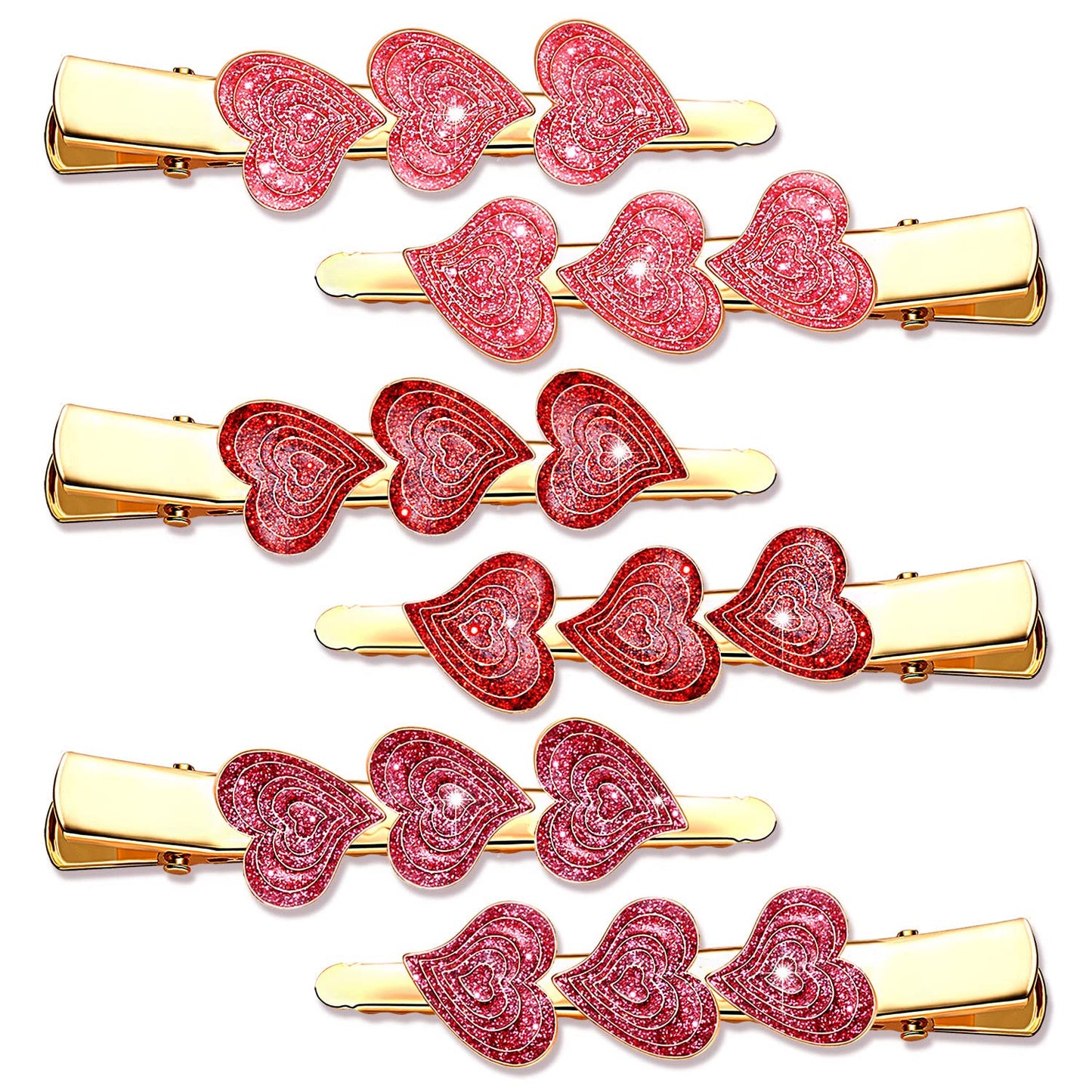 Valentine’s Day Hair Clips Velvet Heart Hair Clips for Women Girls Triple Heart Hairpins Sweet Hair Barrettes Fashion Hair Accessory Holiday Gifts (Glitter Heart)