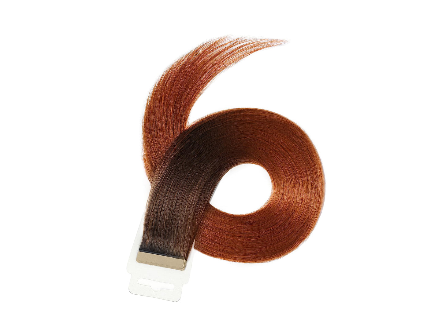 Gracefully Hair Extensions, 100% Human Remy Tape-In Hair Extensions - #38 OMBRE: Dark Brown - Medium Copper, 16 Inch, 20 Pieces per Unit