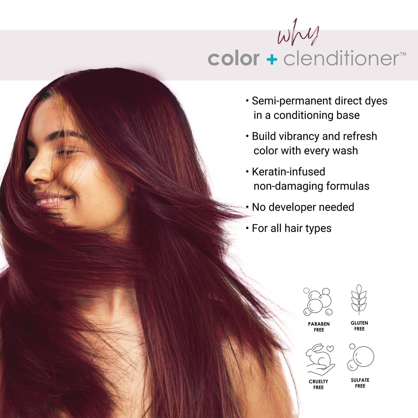 Keracolor Clenditioner MERLOT Hair Dye - Semi Permanent Hair Color Depositing Conditioner, Cruelty-free, 12 Fl. Oz.