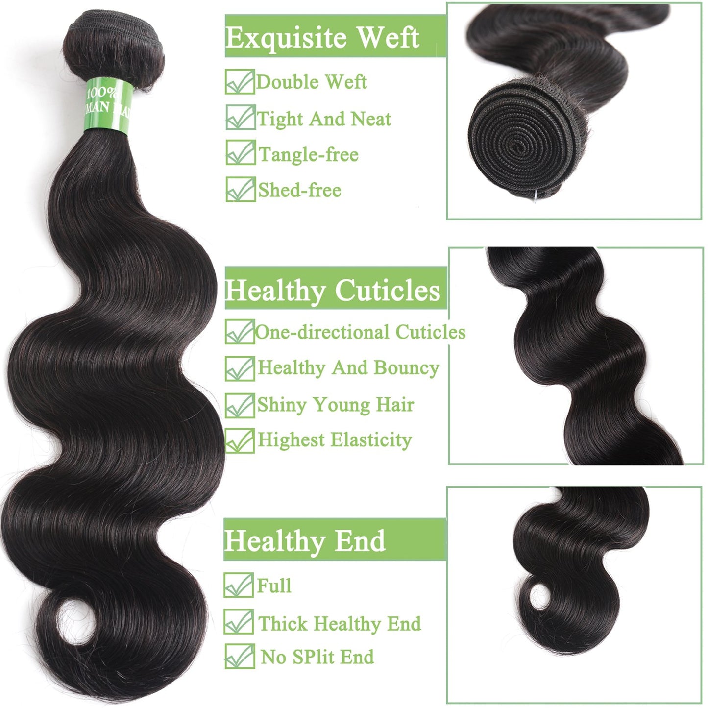 beauty youth Human Hair Body Wave Bundles with Closure (10 12 14 + 10) Unprocessed Virgin Brazilian Human Hair Bundles with Free Part Lace Closure Body Wave 3 Bundles Hair Weave Natural Color