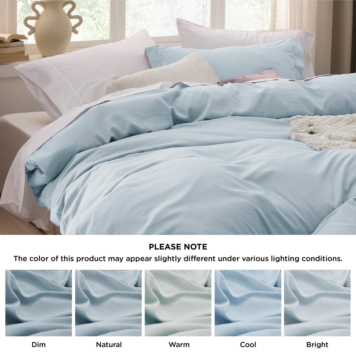 Bedsure Sky Blue Twin Duvet Cover Set - Soft Prewashed Duvet Cover Twin Size, 2 Pieces, 1 Duvet Cover 68x90 Inches with Zipper Closure and 1 Pillow Sham, Comforter Not Included