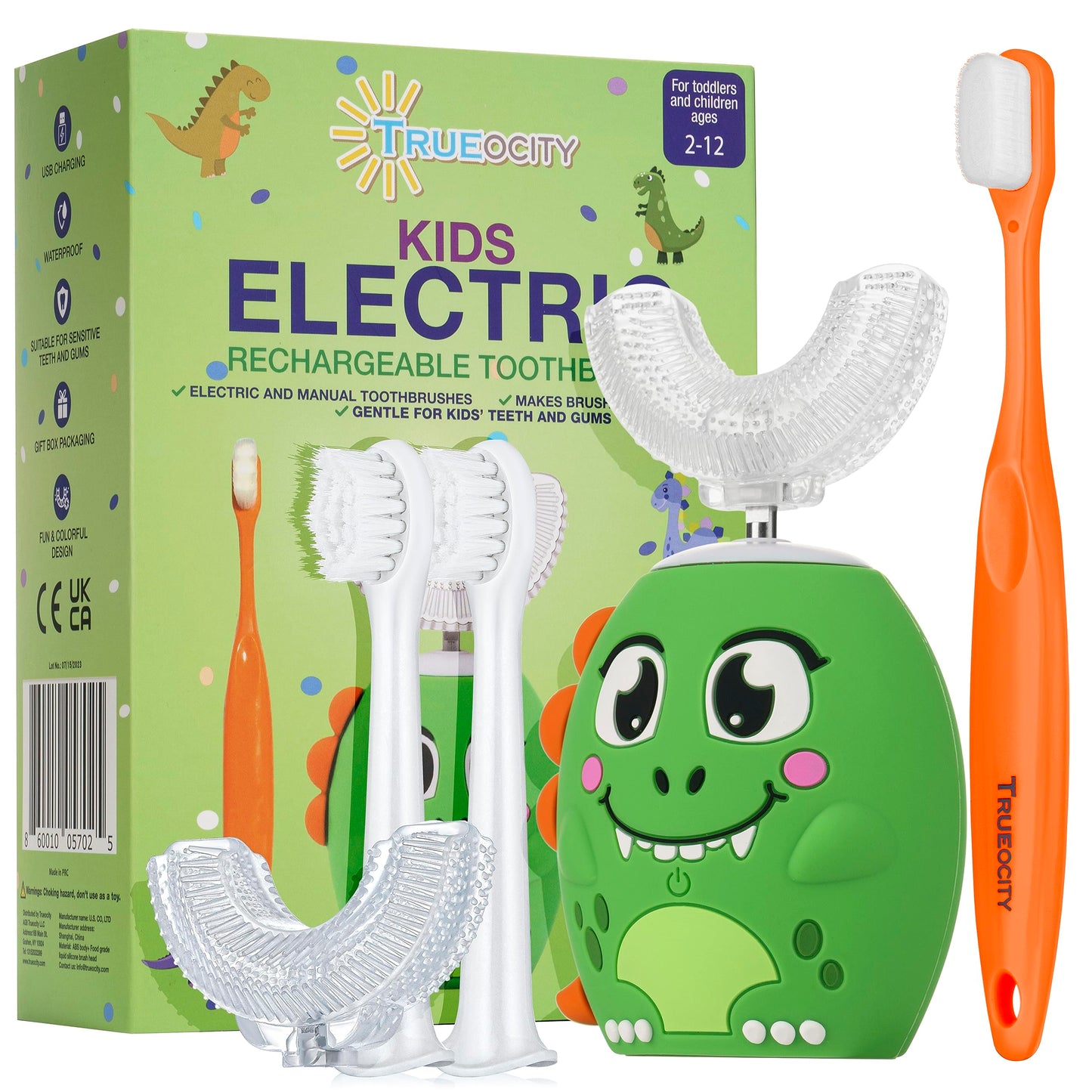 Trueocity Kids Toothbrushes U Shape (Unicorn + Dinosaur)