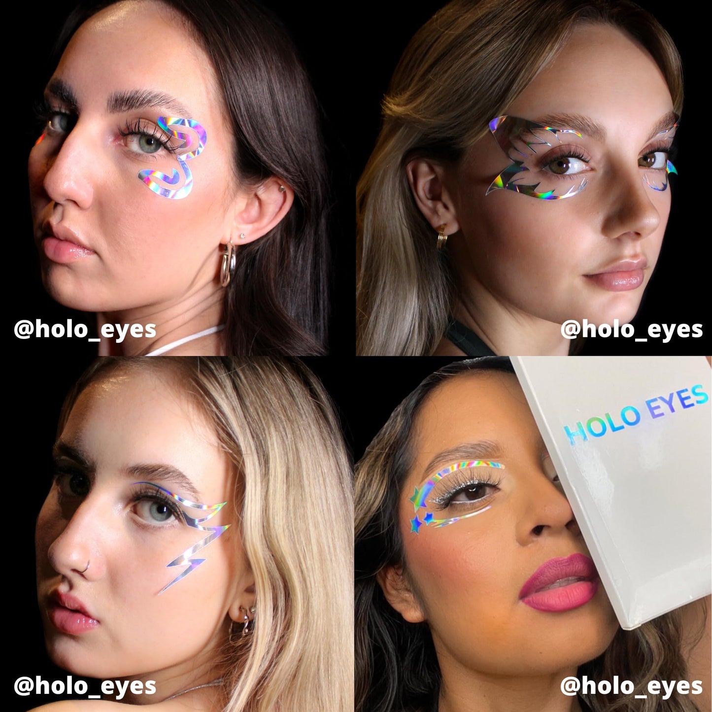 HOLO EYES 5 Designs 10 Sets Holographic Eye Makeup Stickers Festival Face Gems Temporary Stickers Crystal Face Stickers Decorations Fit for Festival Rave Carnival Party and Events Euphoria