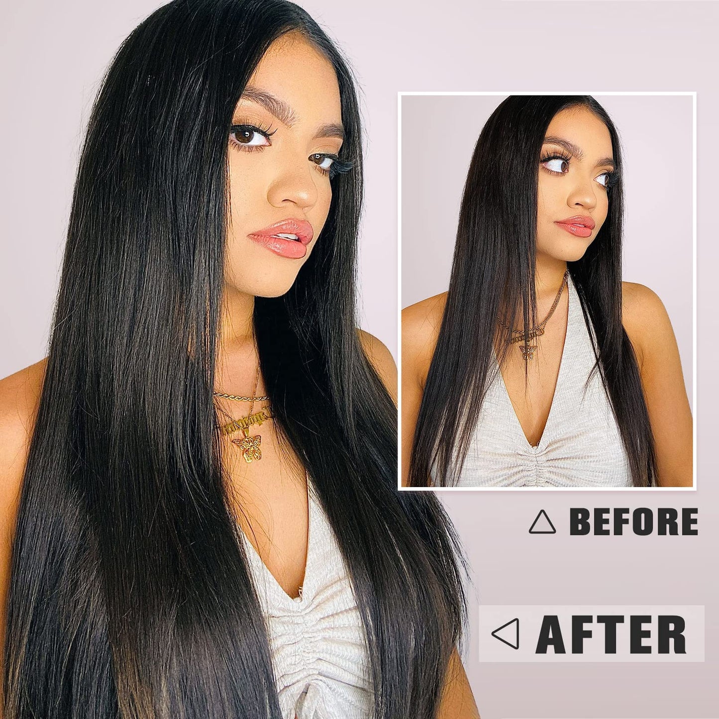 Straight Human Hair Clip in Hair Extensions 100% Unprocessed Full Head Brazilian Virgin Hair Natural Black Color,Double Wefts,8/Pcs with 18Clips,130Gram (18 Inch)