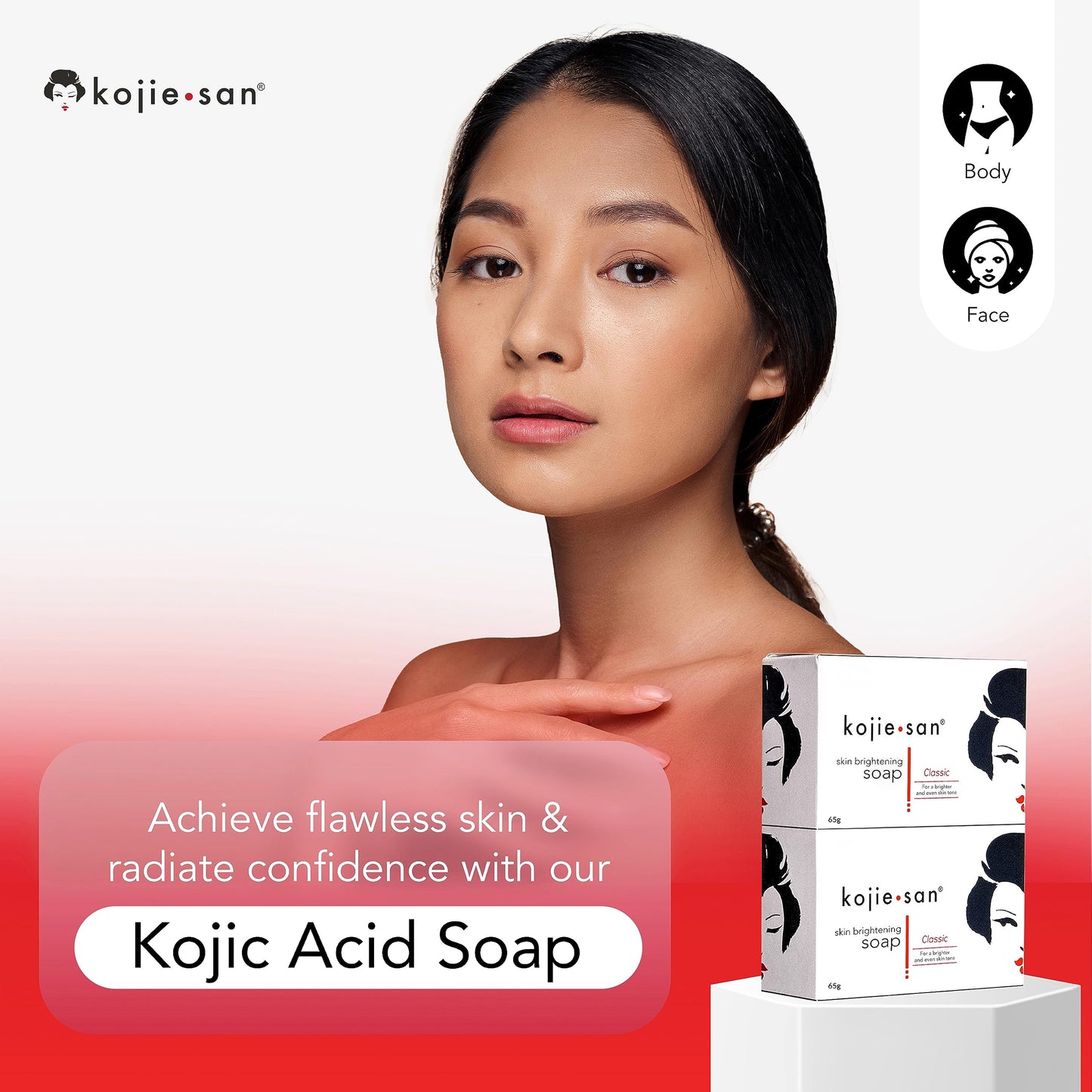 Kojie San Skin Brightening Soap - Original Kojic Acid Soap that Reduces Dark Spots, Hyperpigmentation, & Scars with Coconut & Tea Tree Oil - 65g x 2 Bars