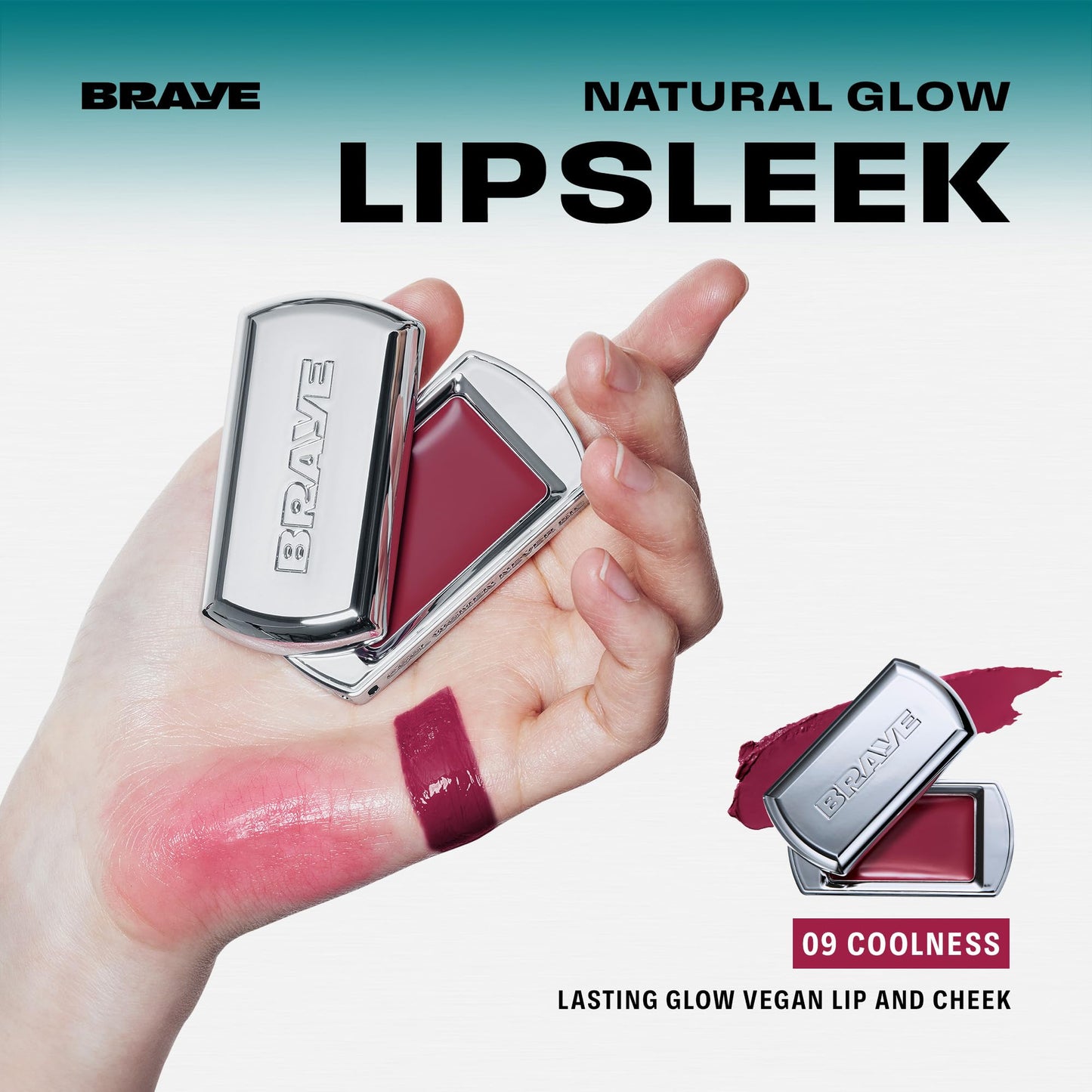 BRAYE Lipsleek Lip Balm, Monochromatic Cream Blush 2-in-1 Face Makeup, Hydrating & Mood Buildable, Vegan + Cruelty-Free Glow for Cheeks l 09 Coolness