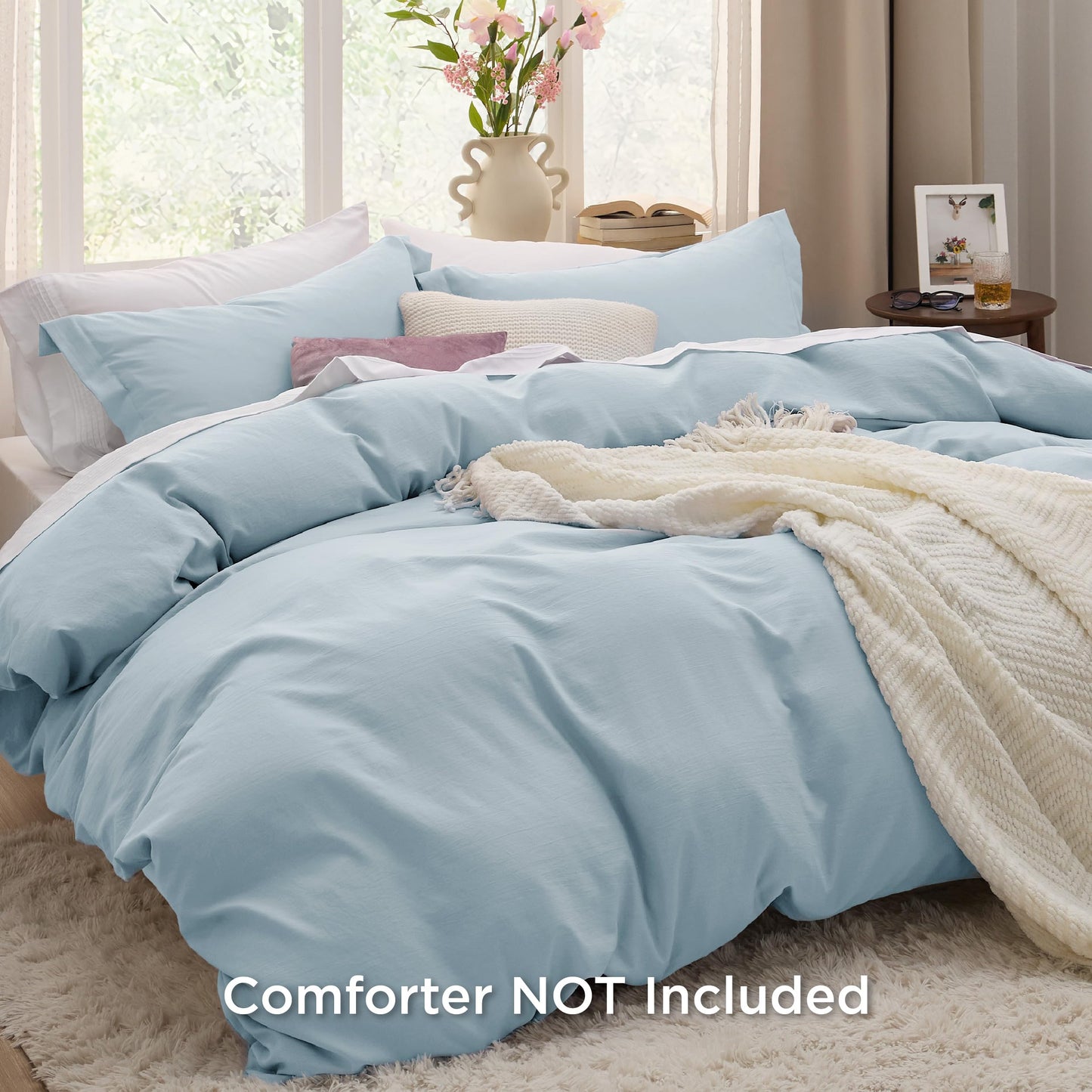 Bedsure Sky Blue Twin Duvet Cover Set - Soft Prewashed Duvet Cover Twin Size, 2 Pieces, 1 Duvet Cover 68x90 Inches with Zipper Closure and 1 Pillow Sham, Comforter Not Included