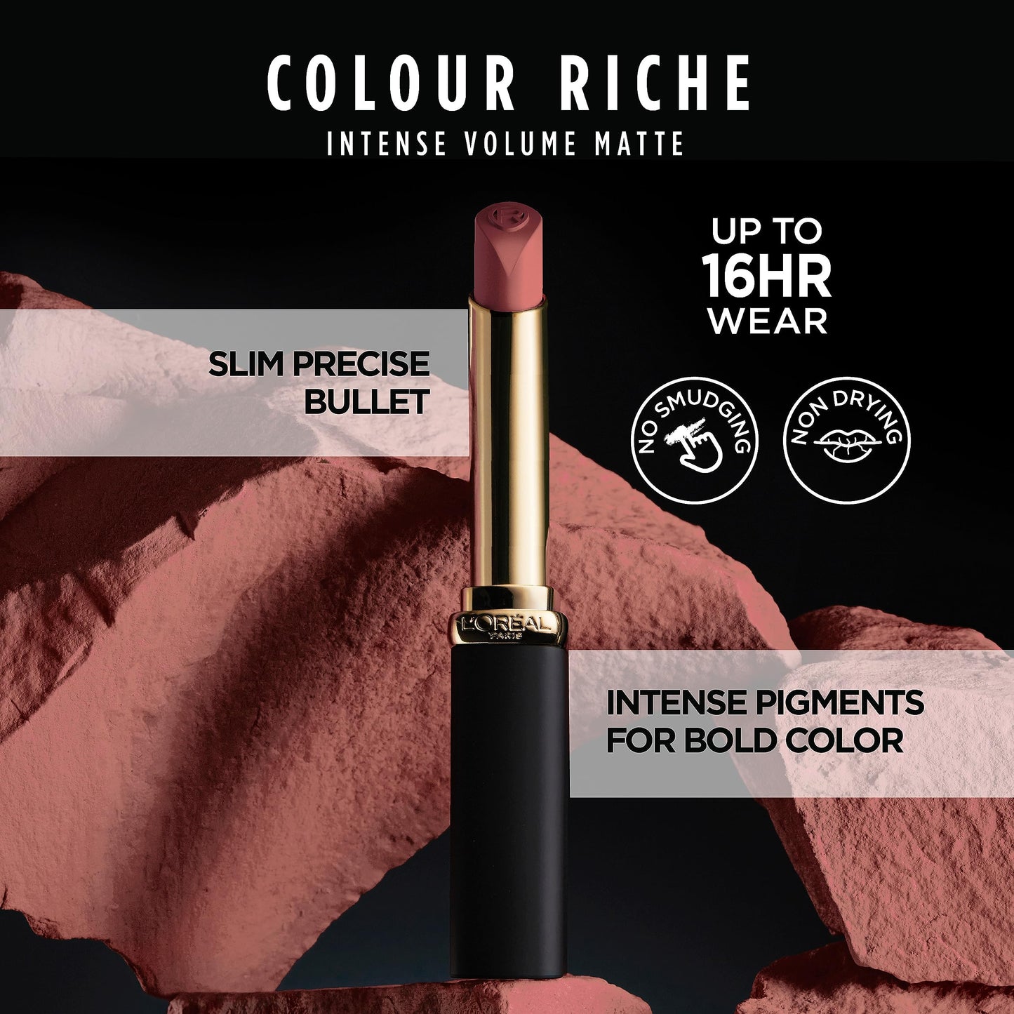 L’Oréal Paris Colour Riche Intense Volume Matte Lipstick, Lip Makeup Infused with Hyaluronic Acid for up to 16HR Wear, Le Rouge Paris, 0.06 Oz