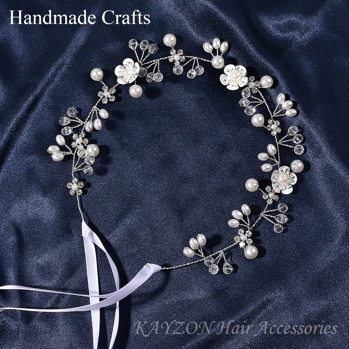 KAYZON Wedding Hair Accessories for Kids, Flower Girl Hair Accessory, Princess Headpiece White Flower Headband Pearl for Girl and Flower Girls Cute Bridal Wedding Hair Band, Women's Fashion Headbands