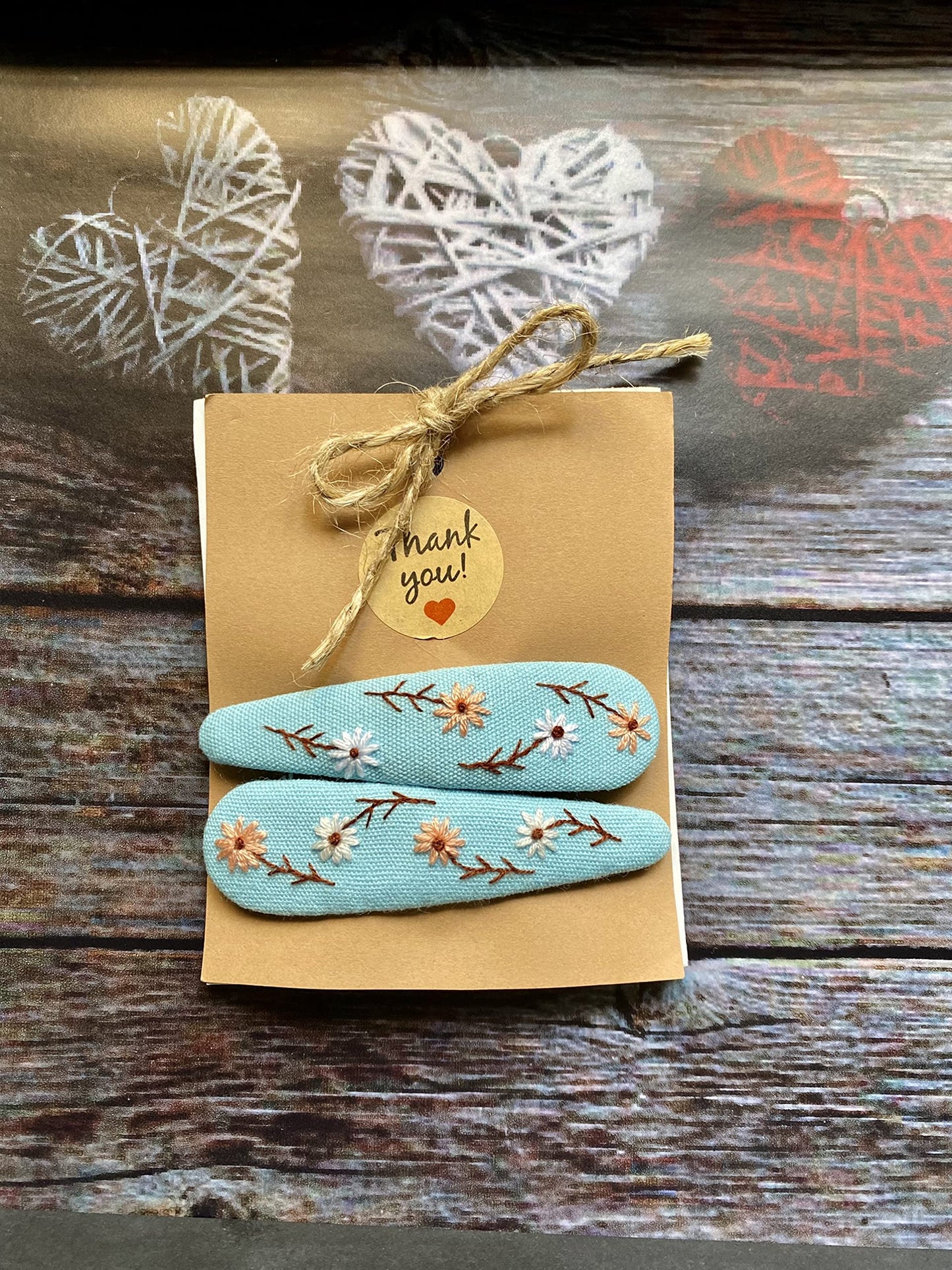 Set of 2 Cute Handmade Embroidery Hair clips, Vintage Embroidered Flower Hair clips, Floral Hair Clips, Gift Daughter, Teenager, Woman, Girlfriend, Wife, Unique Hair Accessory, Blue, HC01