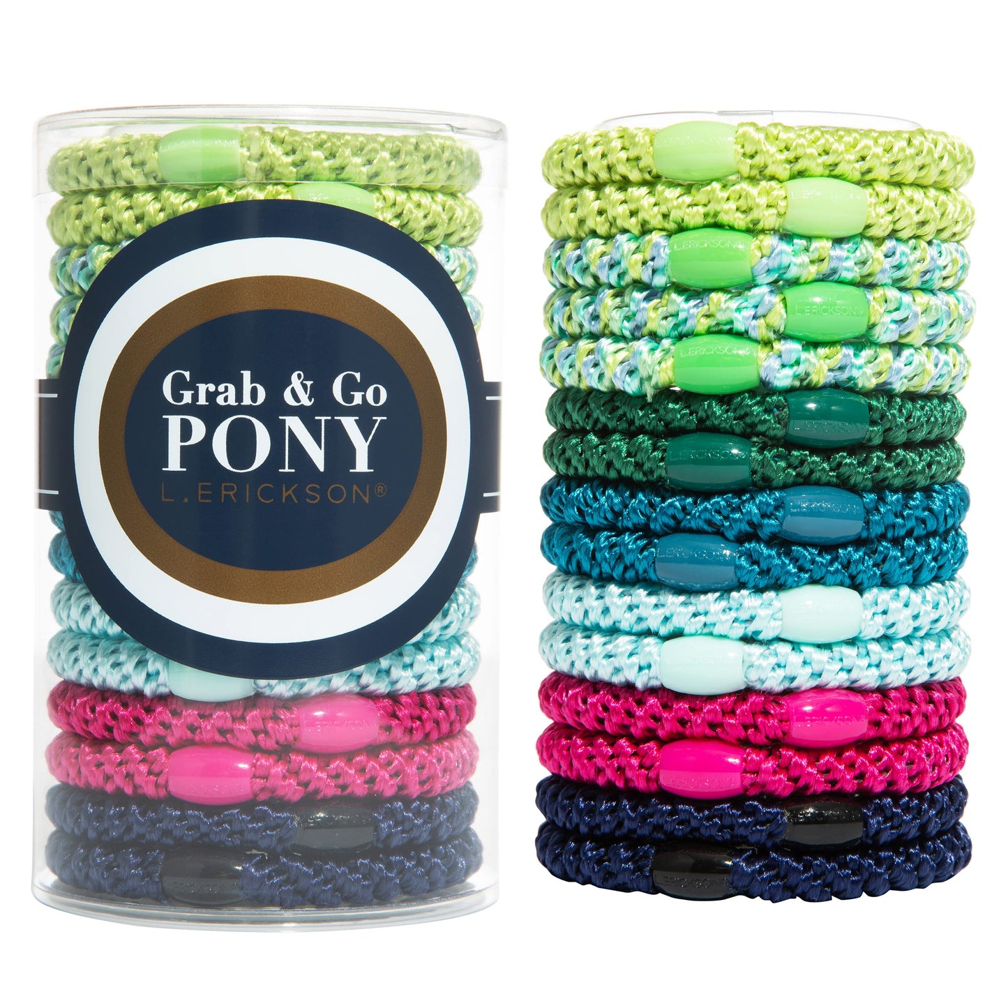 L. Erickson Grab & Go Pony Tube - Dream World - 15 Pack Ponytail Holder Hair Ties