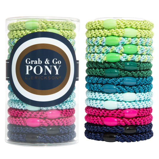 L. Erickson Grab & Go Pony Tube - Dream World - 15 Pack Ponytail Holder Hair Ties