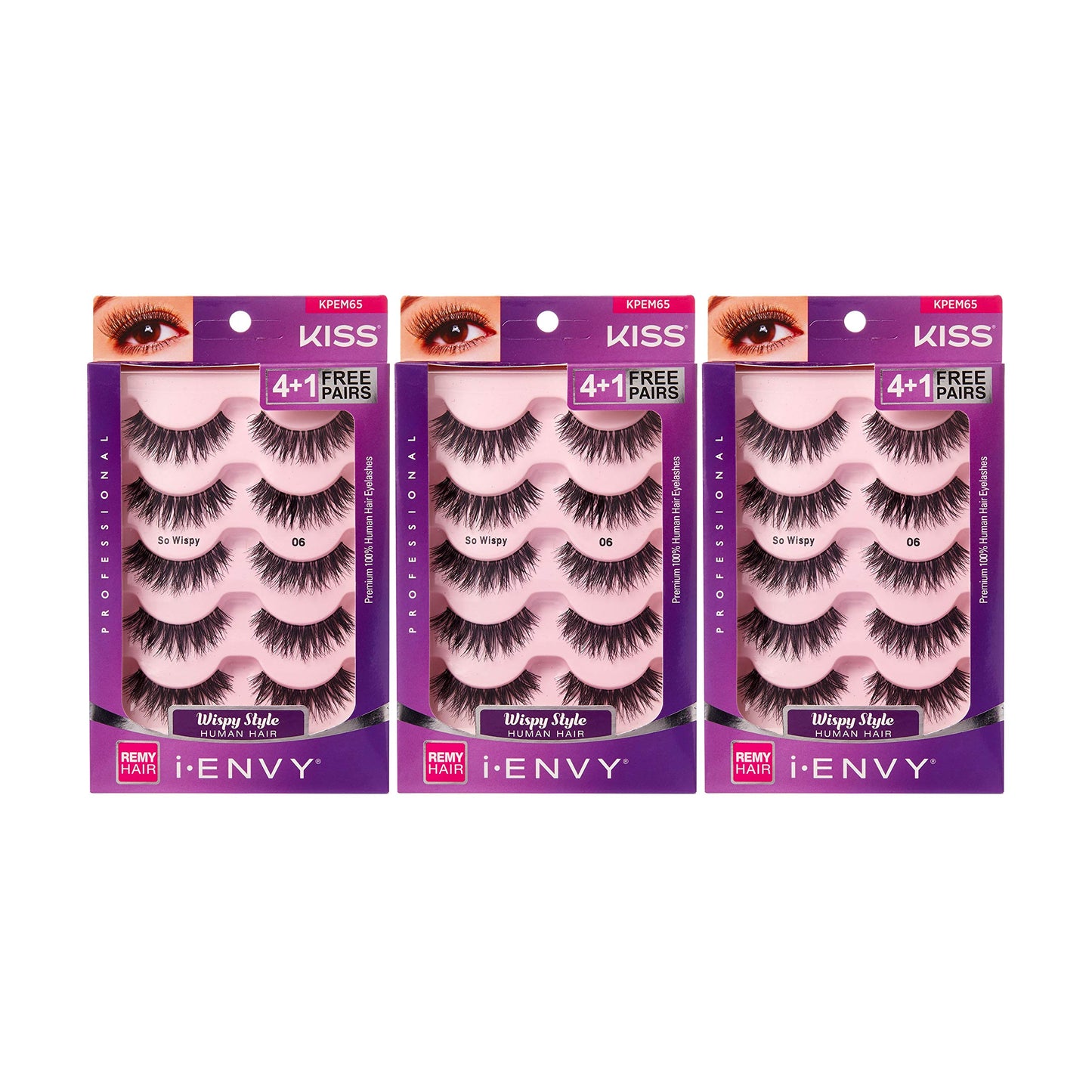 iENVY by KISS So Wispy Eyelashes 5 Pair Multi Pack (KPEM65) (3 PACK) Natural Wispy Style Made with Natural Hair