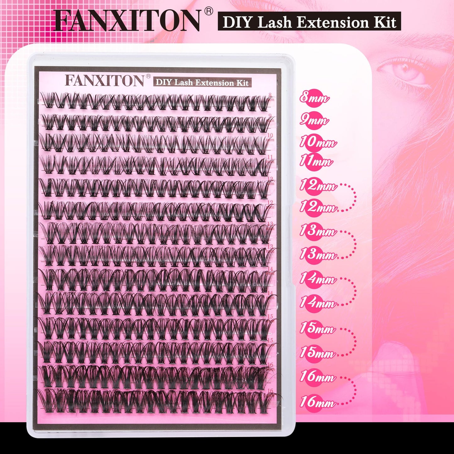 FANXITON Lash Clusters 280Pcs Wispy Lash Clusters D Curl 8-16Mix Natural Eyelash Clusters 40D Individual Eyelash DIY Lash Extensions at Home(0.07D 40D)