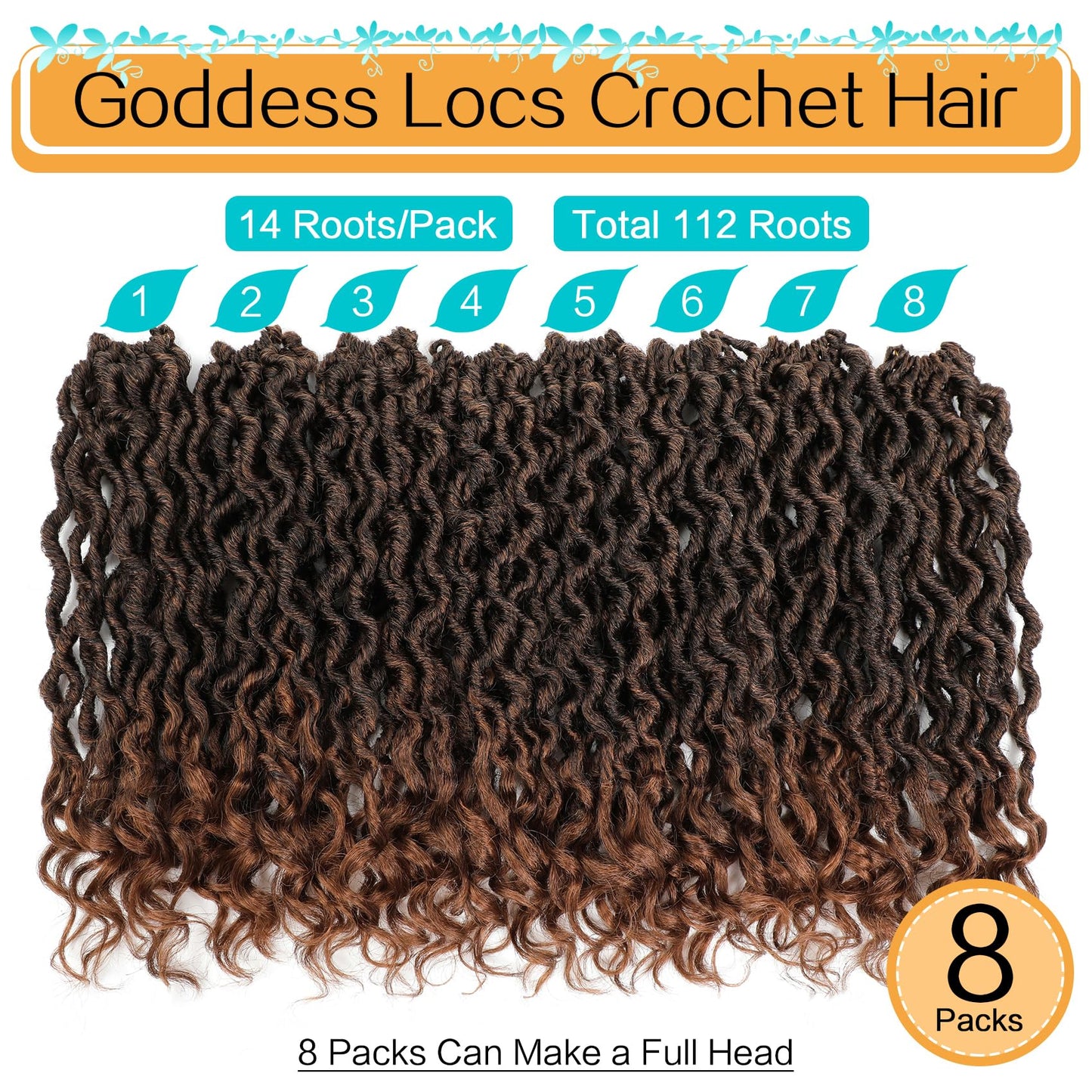 Karida Goddess Locs Crochet Hair 10 Inch, 8 Packs Upgraded Crochet Hair for Black Women, Pre Looped Crochet Faux Locs With Curly Ends (10 Inch (Pack of 8), T30#)