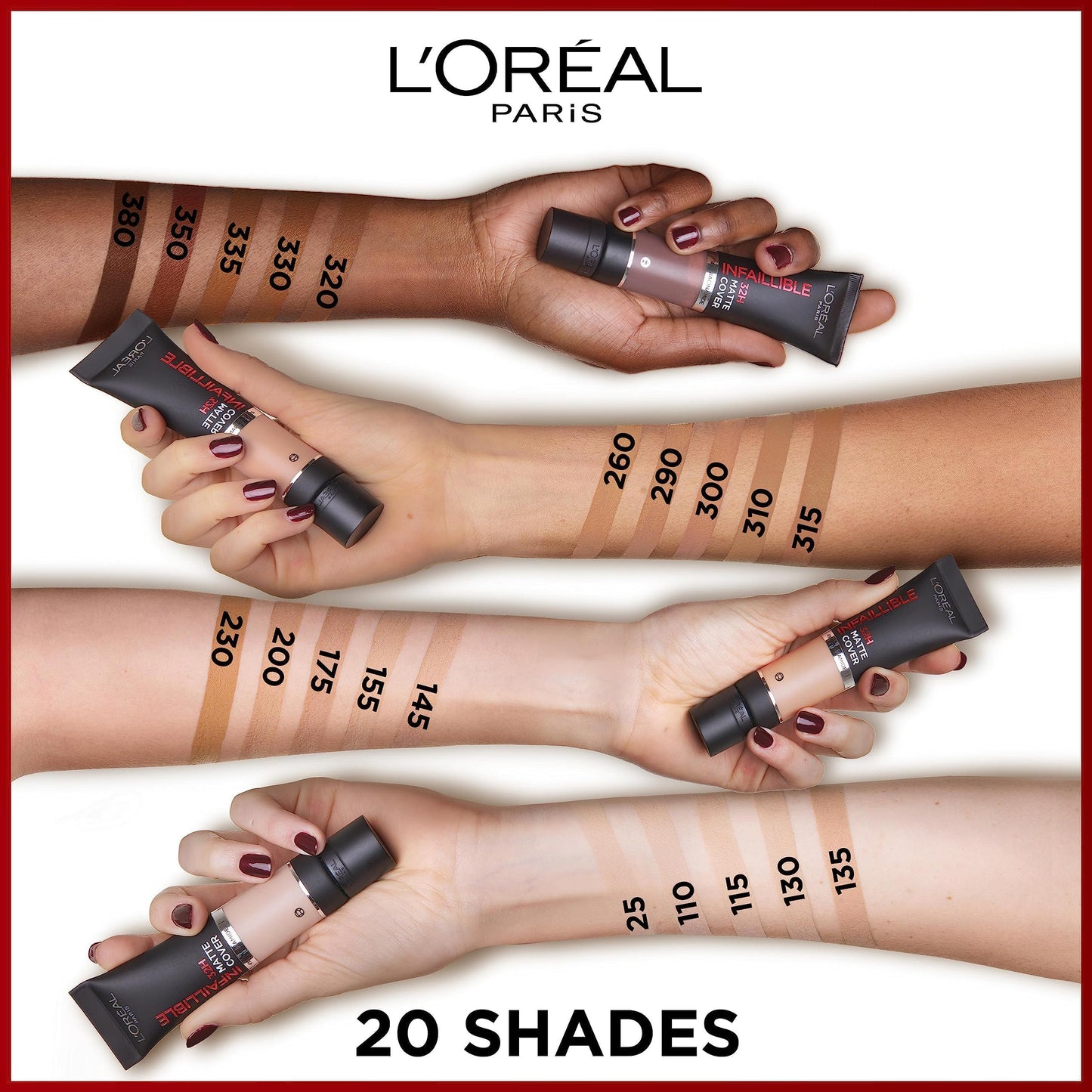 L'Oreal Paris Cover Liquid Foundation, Infallible 24H Matte Cover, Shade 25, 30ML