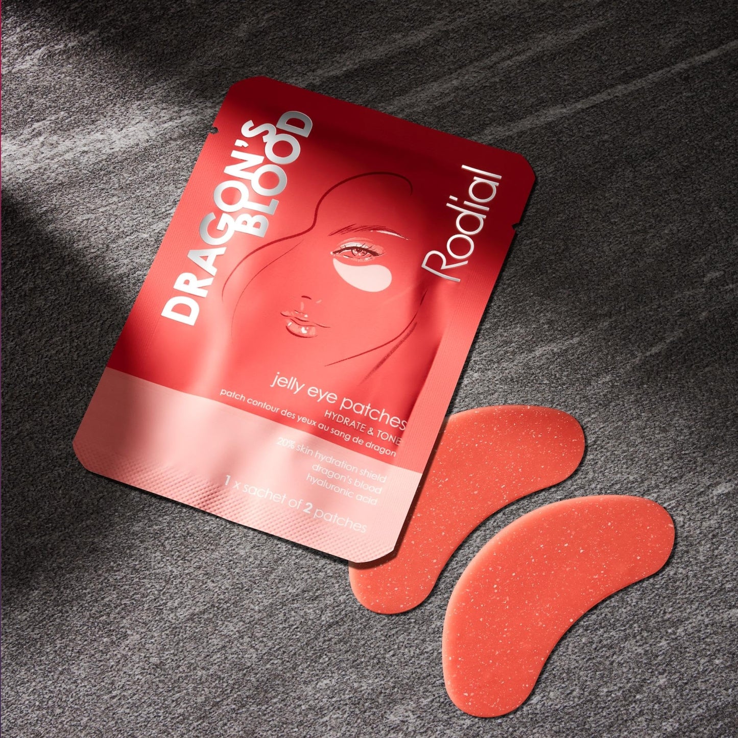 Rodial Dragon's Blood Jelly Eye Patches (4 Sachets), Elisticity and Firmness, Hyaluronic acid and Dragon's Blood for Plumping and Deep Hydration, Makeup Prep