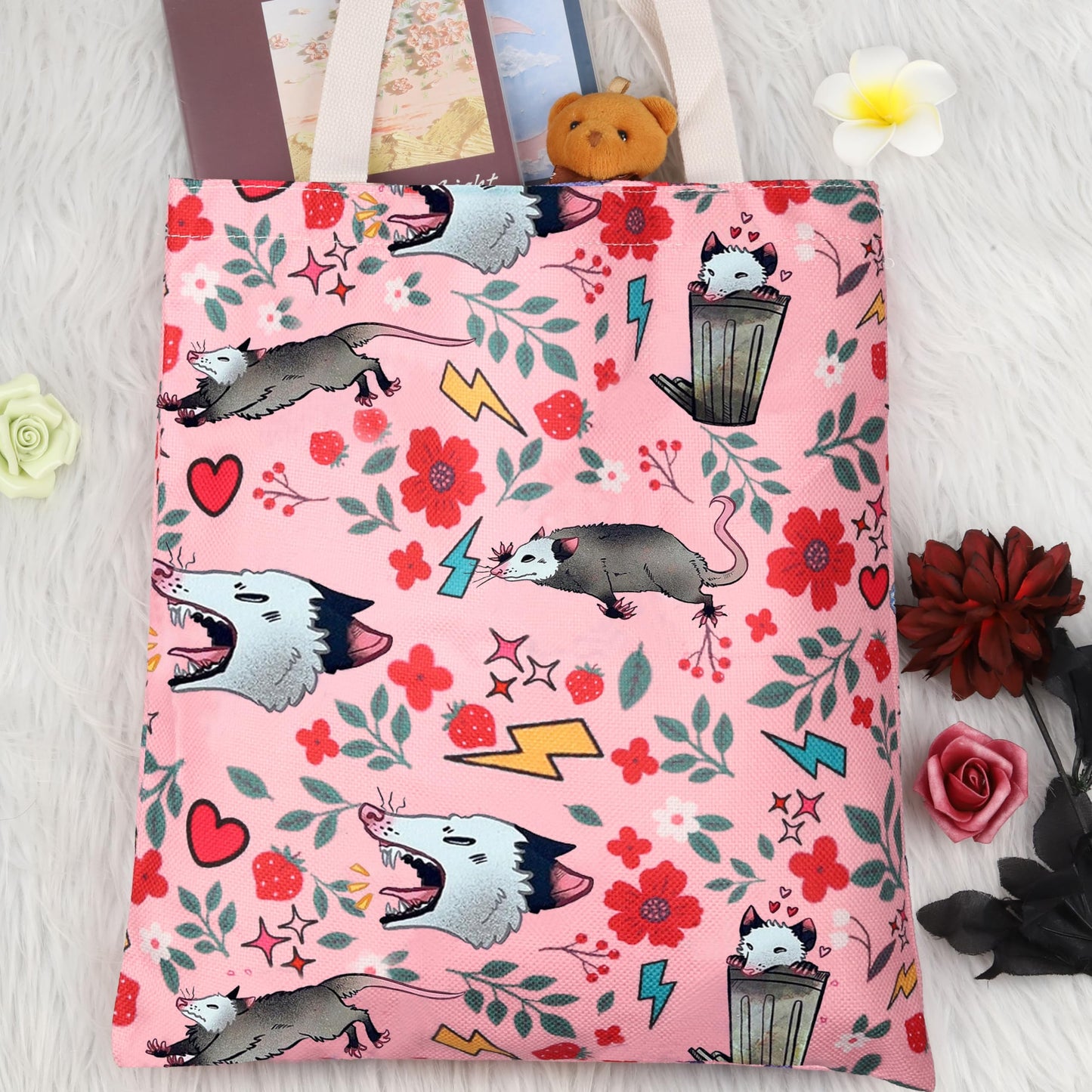 XYANFA Opossum Gifts For Women Possum Makeup Bag Possum Gifts For Opossum Lovers Opossum Cosmetic Bag (Opossum Tote Bag)