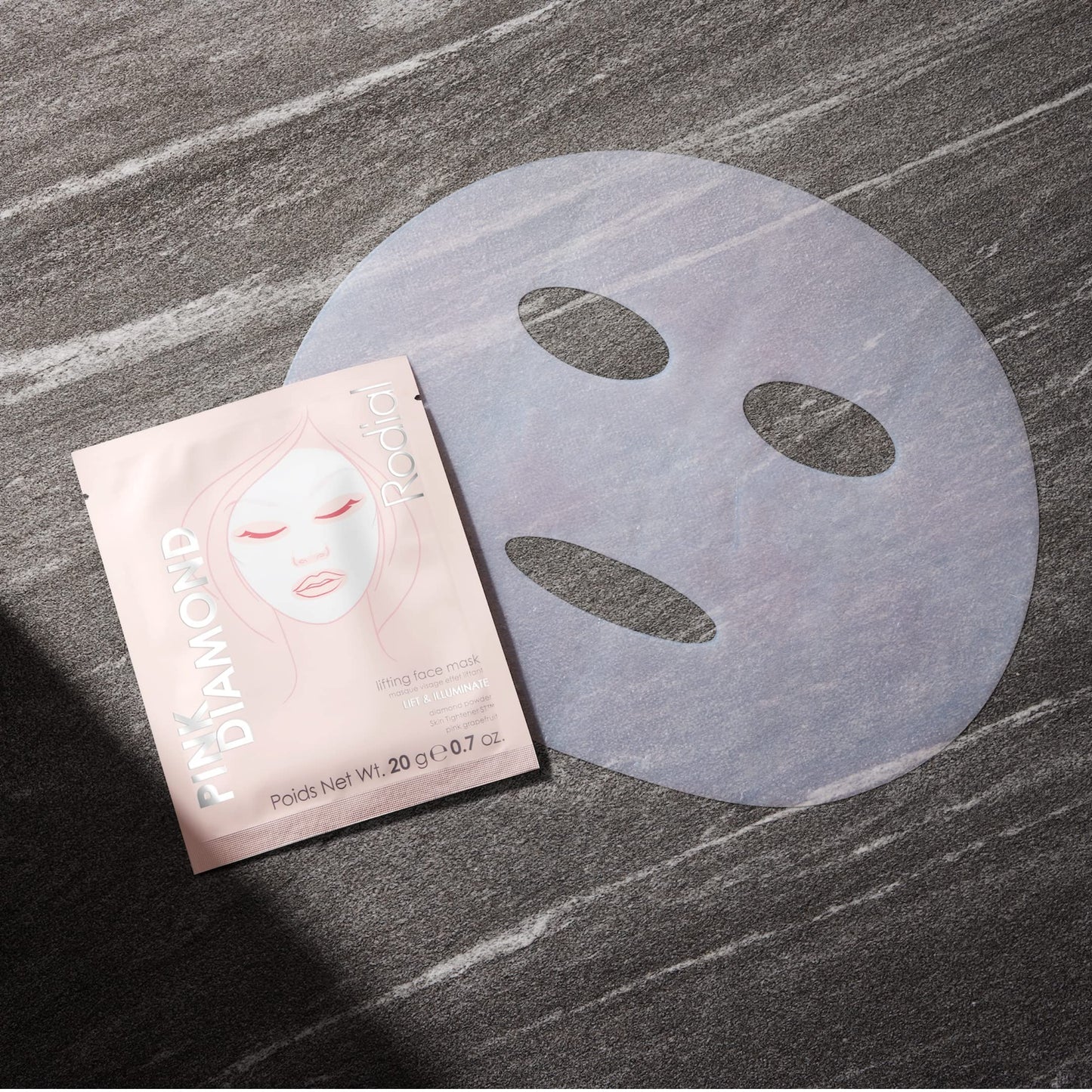 Rodial Pink Diamond Lifting Face Sheet Mask (4 Sachets), Diamond Powder, Vitamine C, Skin Tightener ST, Deeply Moisturising Sheet Mask, Even Skin Tone, Sheet Mask for Wrinkles and Lines