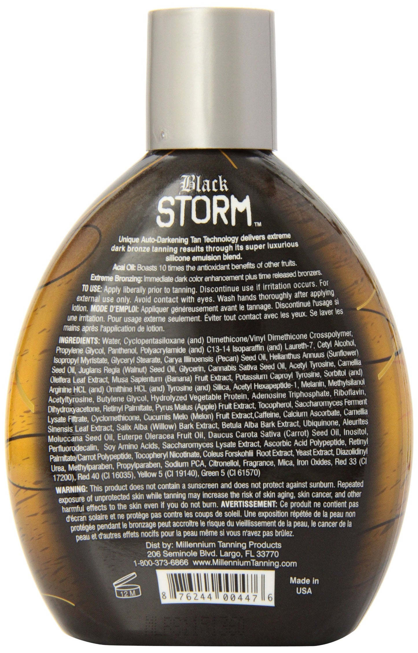 Millenium Tanning - Black Storm Premium Tanning Lotion, 60x Auto-Darkening Tan Technology Extreme Silicone Bronzer - 13.5 Ounce