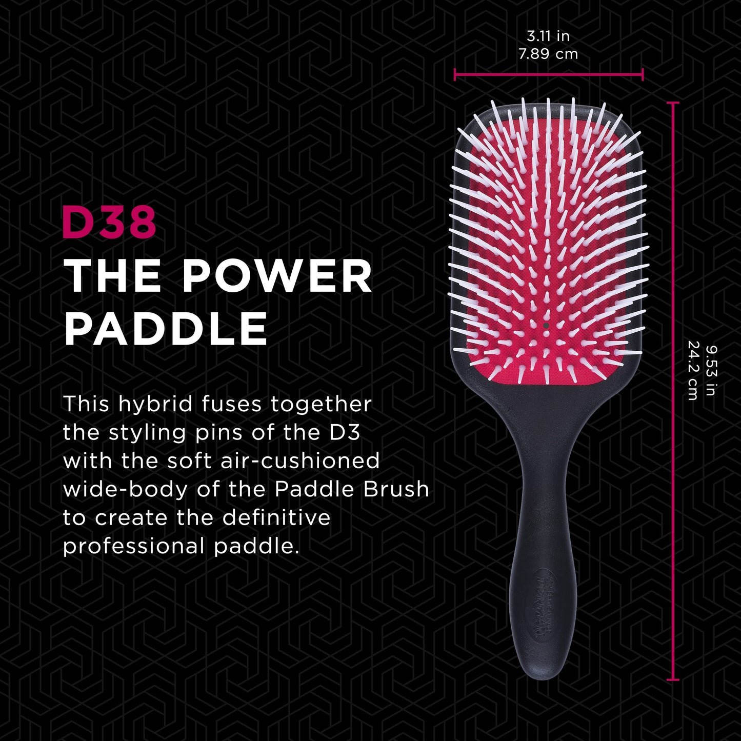 Denman 7 Row Styling Brush (D3) Detangler (P038) Hair Brush Set - Ultimate Detangling, Blow-Drying & Styling Combo for All Hair Types