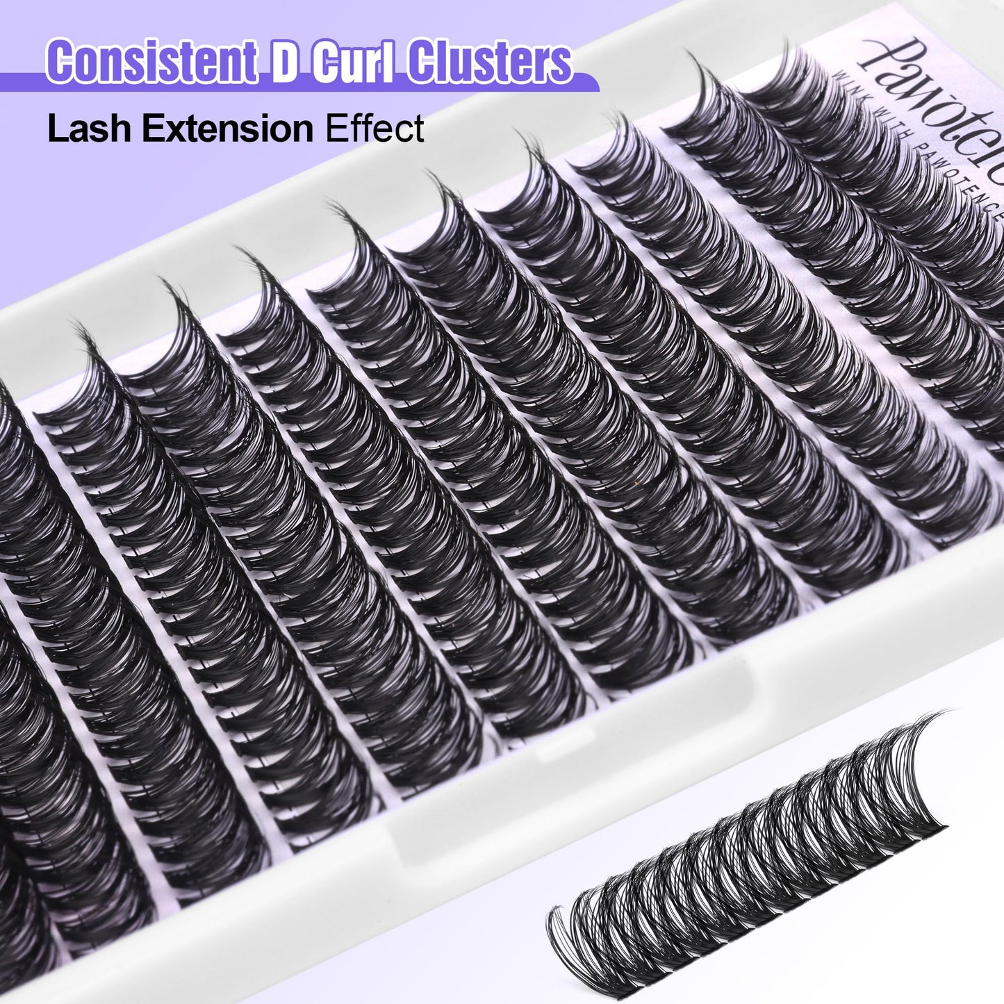 Pawotence Lash Clusters 40D Curl 280pcs Cluster Eyelash Extensions 9-16mm Mix Eyelash Clusters DIY Lash Extension Individual Lashes for Self Application at Home (40D-0.07D-9-16MIX)