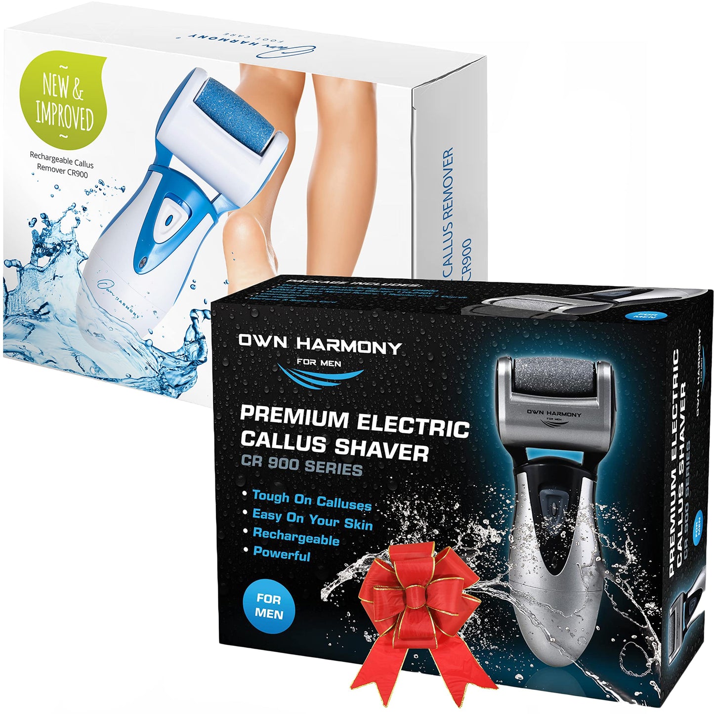 Own Harmony 2 Electric Feet Callus Removers and 6 Rollers Bundle: Rechargeable Mens Pedicure Tools Kit & Professional Electronic Foot Care File for Women, Best Scrubber for Hard Dry Cracked Dead Skin