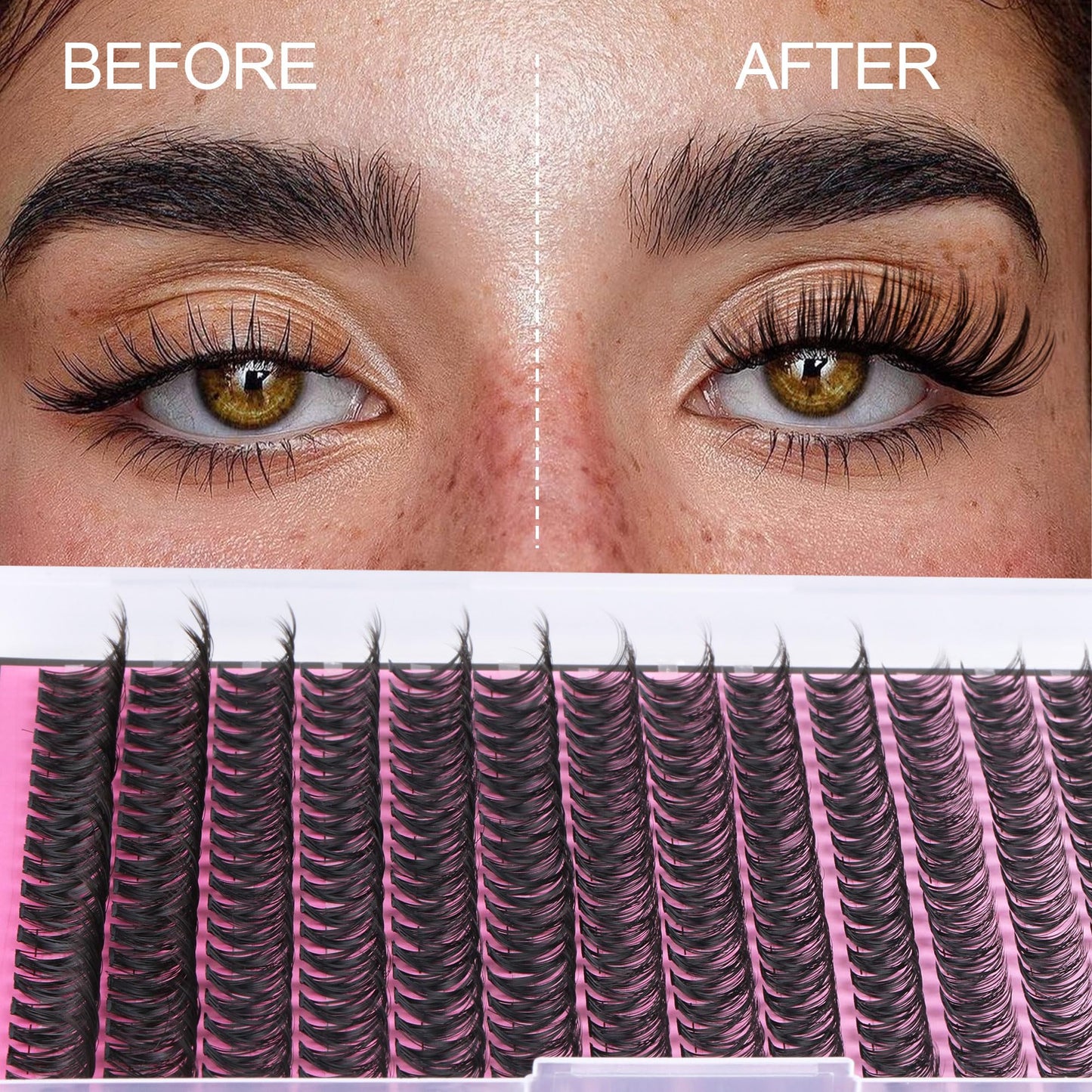 FANXITON Lash Clusters 280Pcs Wispy Lash Clusters D Curl 8-16Mix Natural Eyelash Clusters 40D Individual Eyelash DIY Lash Extensions at Home(0.07D 40D)