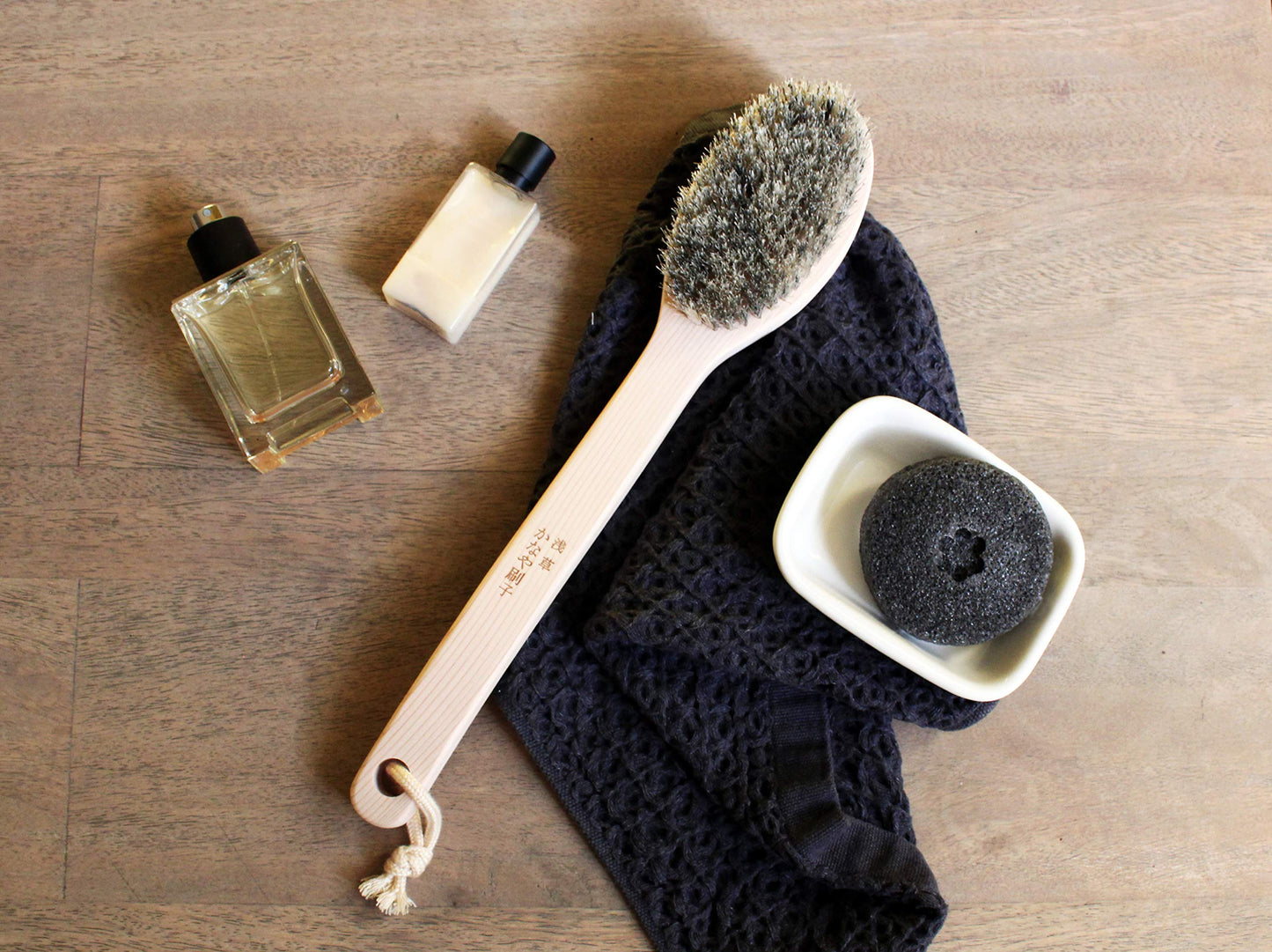 Japanese Body Brush for Bath or Dry Brushing, Exfoliation, Cellulite Treatment, Long Handle, Hard