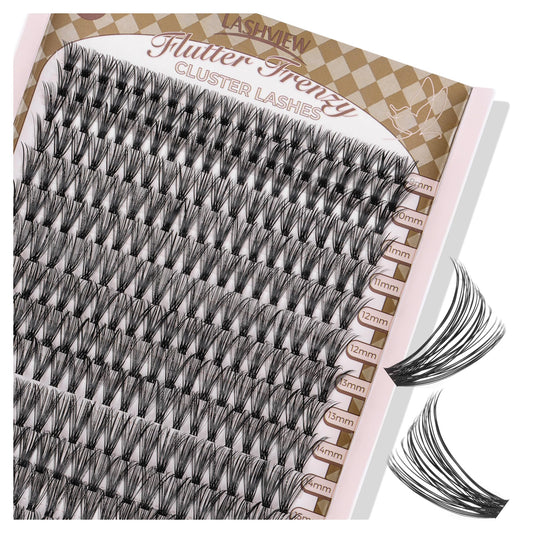 LASHVIEW Lash-Extension-Clusters 280pcs D Curl Lash Clusters Natural Look Cluster Lashes Extensions Super Thin Band & Soft Lashes Reusable 9-16mm MIX (40D)