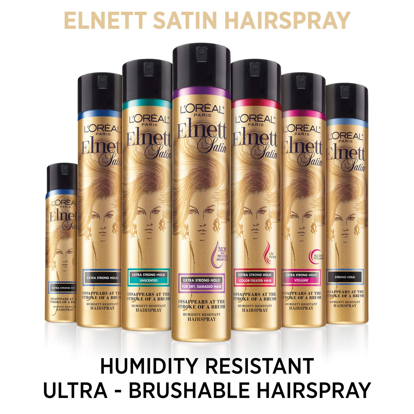 L'Oreal Paris Hair Care Elnett Extra Strong Hold Travel Size Hairspray, Long Lasting Plus Humidity Resistant, Hair Spray, 2.2 Ounce (2 Count)